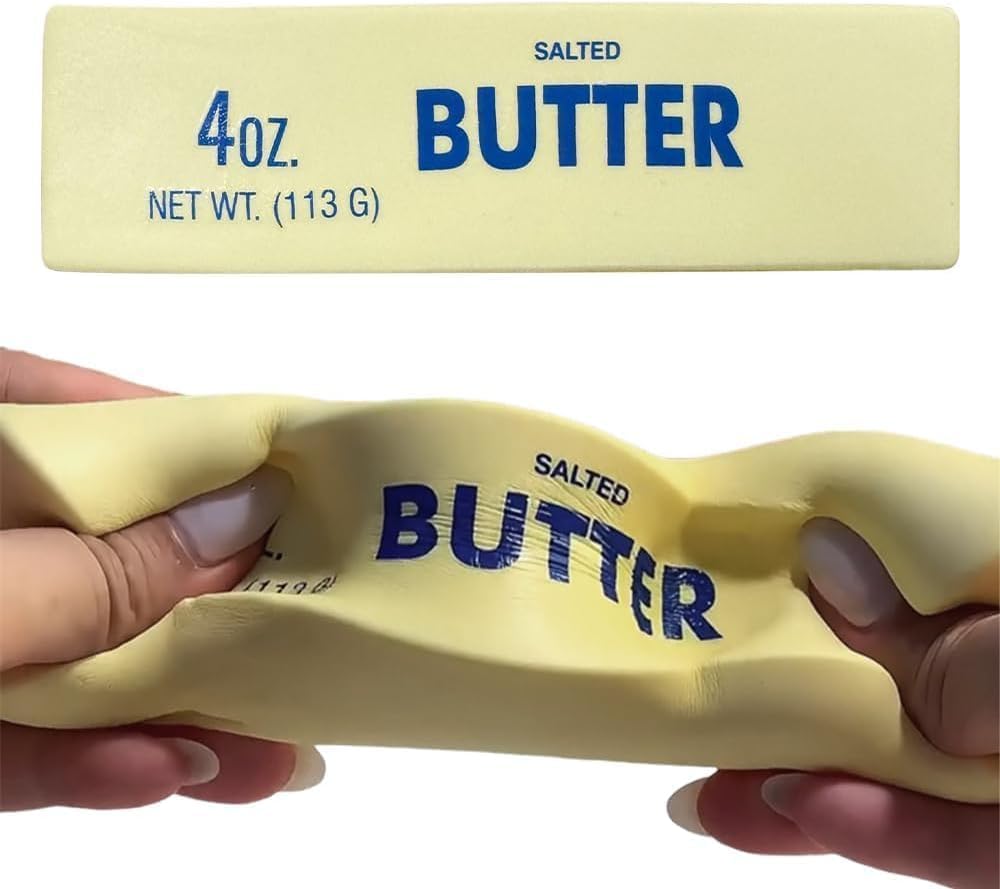 Slow Rebound Cute Butter Squeeze Stress Balls. 2026 New Squeeze Ball Realistic Butter Stick Soft Squeeze Toys. Upgrade Stress Relief Fidget Toys Wet Slow Rebound Stress Relief Toy (1. Yellow) (1Pcs)