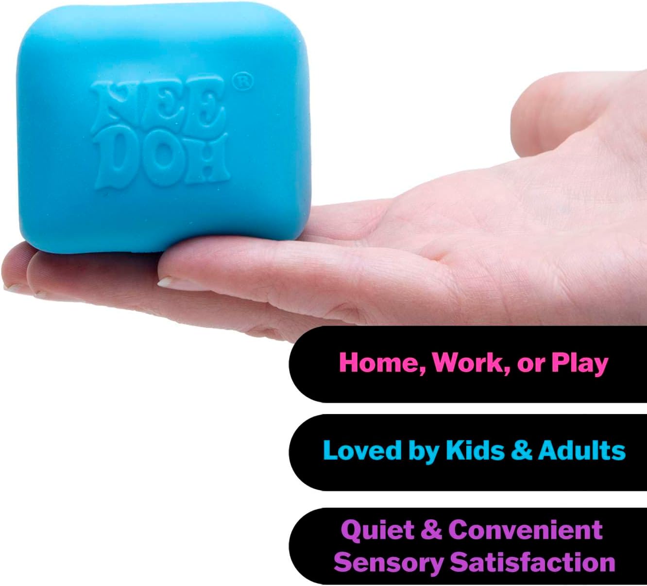 Schylling NeeDoh Nice Cube Glow - Squeeze Toy with a Super Solid Squish - Glows in The Dark - 2.25 Cube - Color May Vary (Pack of 1) - Image 4