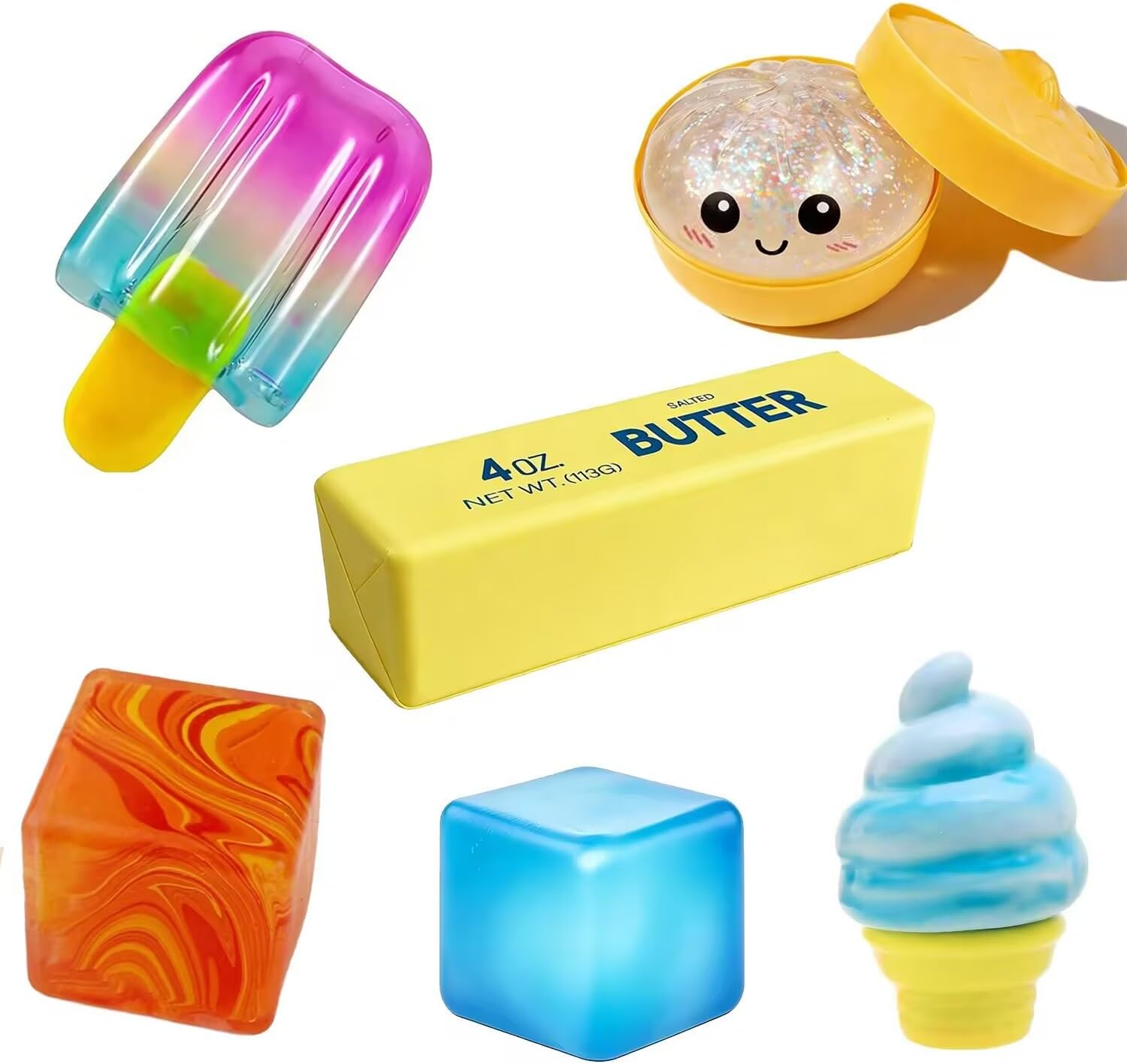 Slow Rising Squishy Toy Set. Sensory Stress-Relief Soft Silicone Toys. Soft and Bouncy Stress-Relief Toys. Anxiety Relief. Cute Soft Silicone Toys. Party Favors