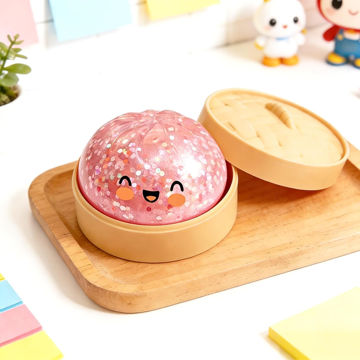 Dumpling Squishy Stress Relief Toy. Mystery Box Squeeze Ball. Sensory Fidget Toy for Anxiety Relief. Easter & Holiday Basket Stuffer (Pink) - Image 6
