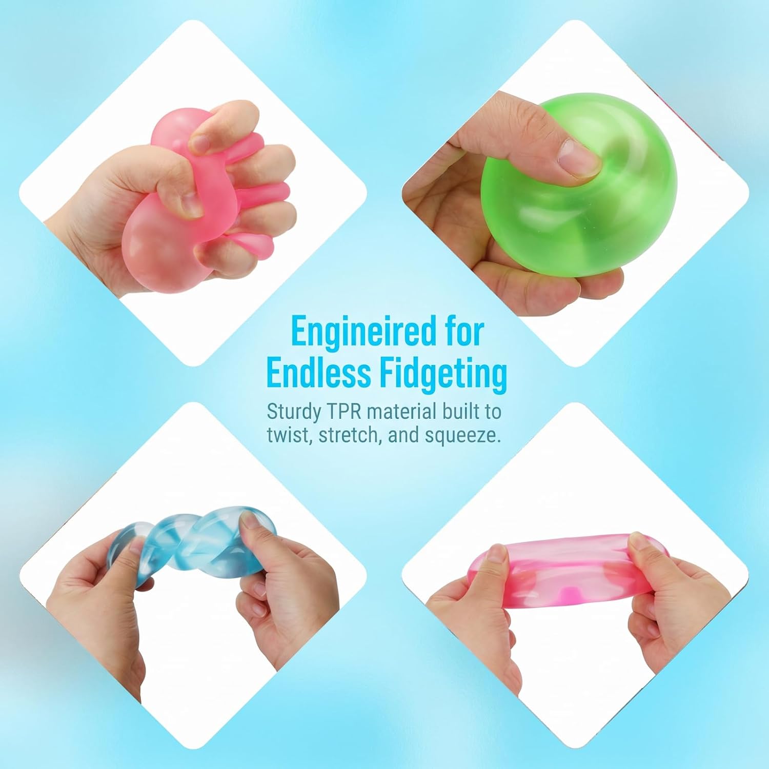 Squishy Ice Cube Stress Balls. Slow Rising Stress Relief Toy. Squeeze Ball Fidget Toys for Adults Teens Boys Girls. Sensory Toys for Kids with Autism. Party Favors Gifts (Green) - Image 5