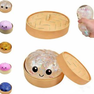 Dumpling Squishies.Glitter Dumpling. Glitter Squishy with Box.Easter Basket Stuffers (White)
