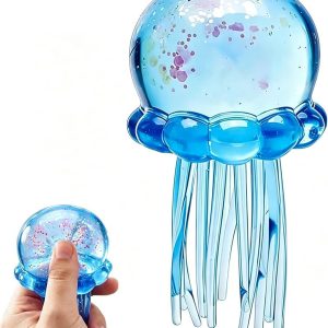 Jellyfish-Shaped Squeeze Toy. Slow-Rebound Stress-Relieving Ball. Soft and Elastic Sensory Stress-Relieving Toy. Squeezing Toys can Effectively Relieve Anxiety and Stress. (Blue)