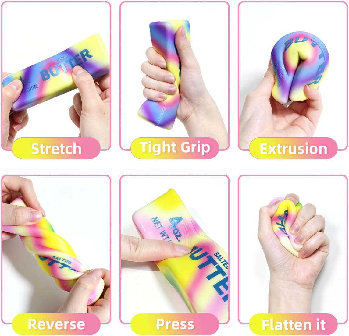 2 Pcs New Rainbow Butter Squishy Sticks. Swirling Fluid Pattern Squeeze Fidget Toys. Soft Sensory Anxiety Relief Toys. Pocket-Size Desk Toys for Home. Office. and Travel - Image 2