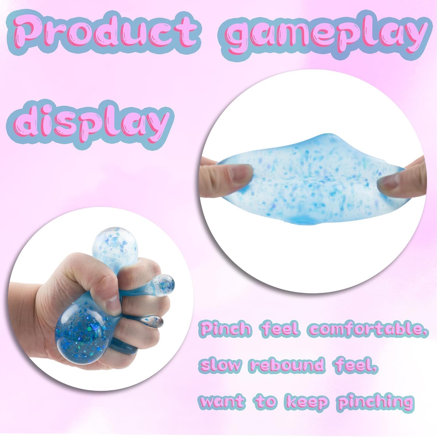 2 Packs Dream Squishy Drop Silicone Squishy Stress Ball for Adults & Kids - Sensory Fidget Toys for Autism. ADHD. Anxiety Relief - Squeeze Stress Relief Toys. Birthday Gifts (Blue & Pink) - Image 3