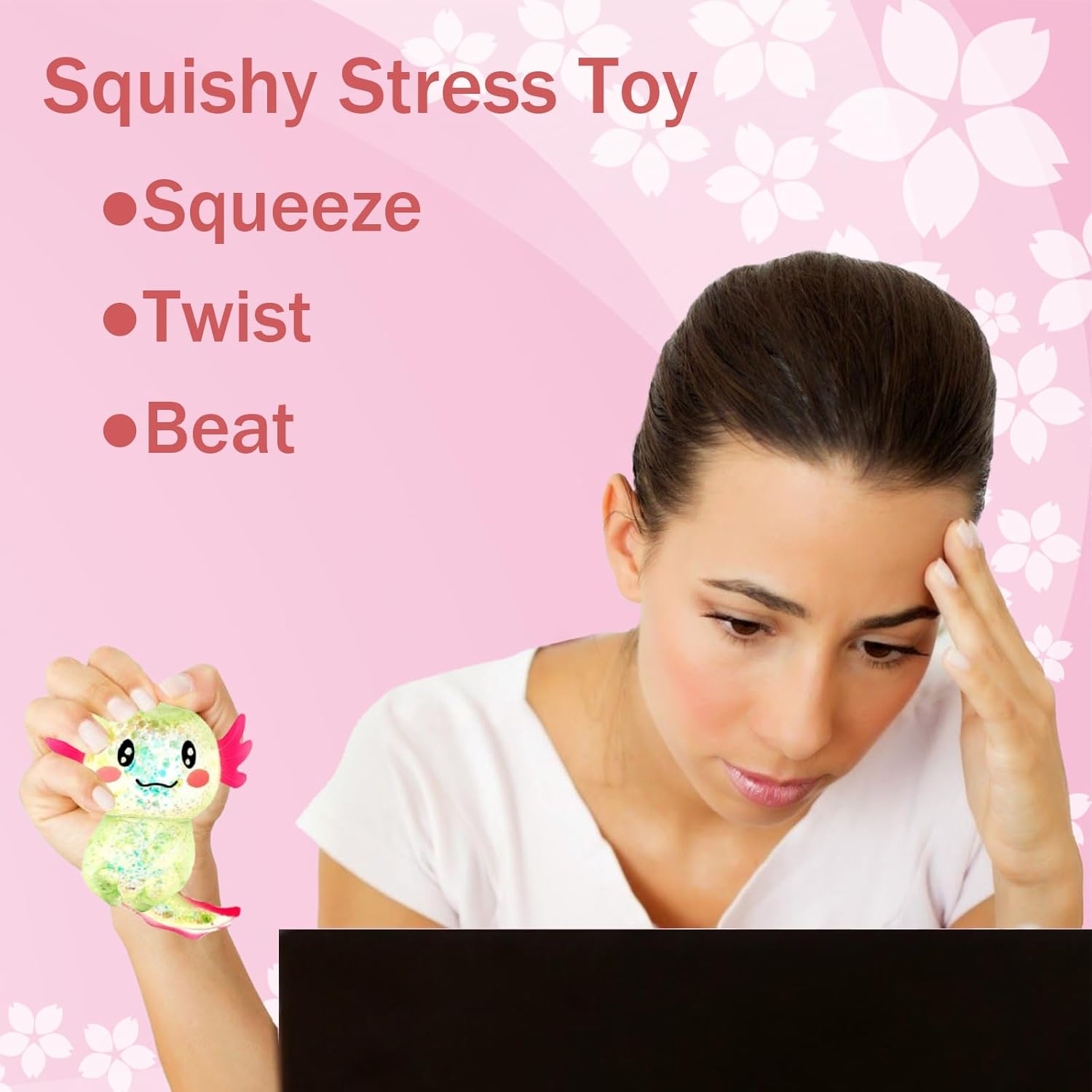 Sezua Squishy Fidget Stress Ball - Taba Squishies Squeeze Sensory Axolotl Toys. Axolotl Squishy Sugar Stress Ball Toys for Adults Kid. Glitter Salamander Gift for Party Birthday Christmas - Image 4
