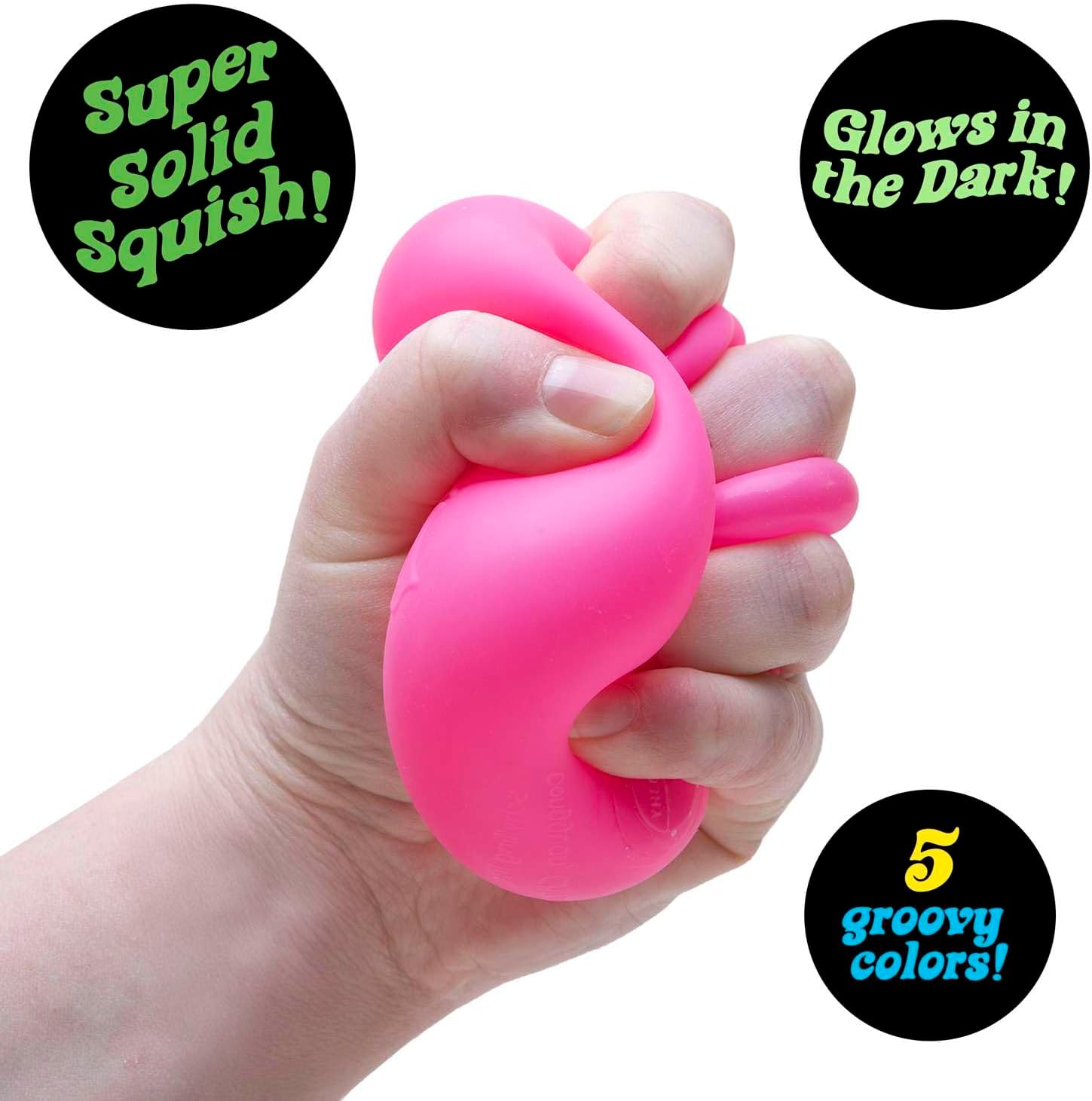 Schylling NeeDoh Nice Cube Glow - Squeeze Toy with a Super Solid Squish - Glows in The Dark - 2.25 Cube - Color May Vary (Pack of 1) - Image 3