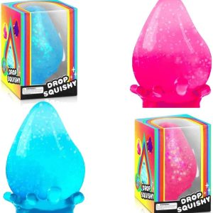 2 Packs Dream Squishy Drop Silicone Squishy Stress Ball for Adults & Kids - Sensory Fidget Toys for Autism. ADHD. Anxiety Relief - Squeeze Stress Relief Toys. Birthday Gifts (Blue & Pink)
