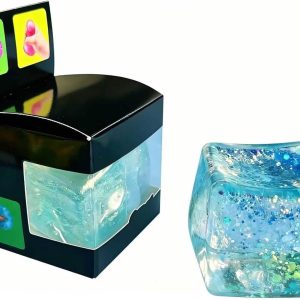 Premium Block Cube Squishy-Squishy Stress Cube.Slow Rise Fidget Cube Squishies Sensory Soft High Density Ice Squeeze Ball Fidget Toy Ice Cube Slow Rise (Blue)