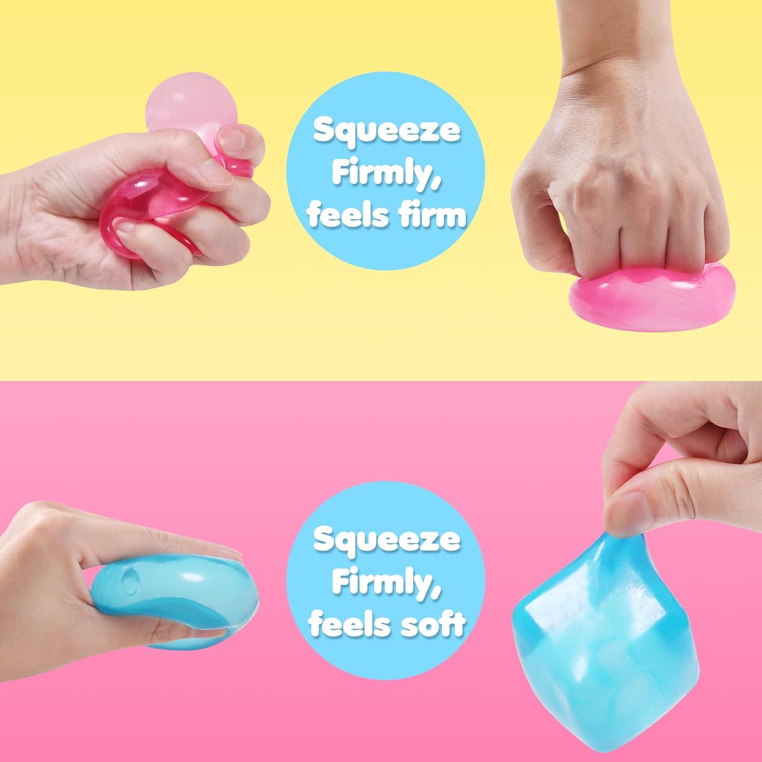 3pack Stress Cube Squishy Stress Balls for Adults Kids Fidget Toy for Your Best Mellow and Chill -Ice Cubes-Square Shape with Filling in Pink Purple Blue (3pcs Cube ) - Image 4