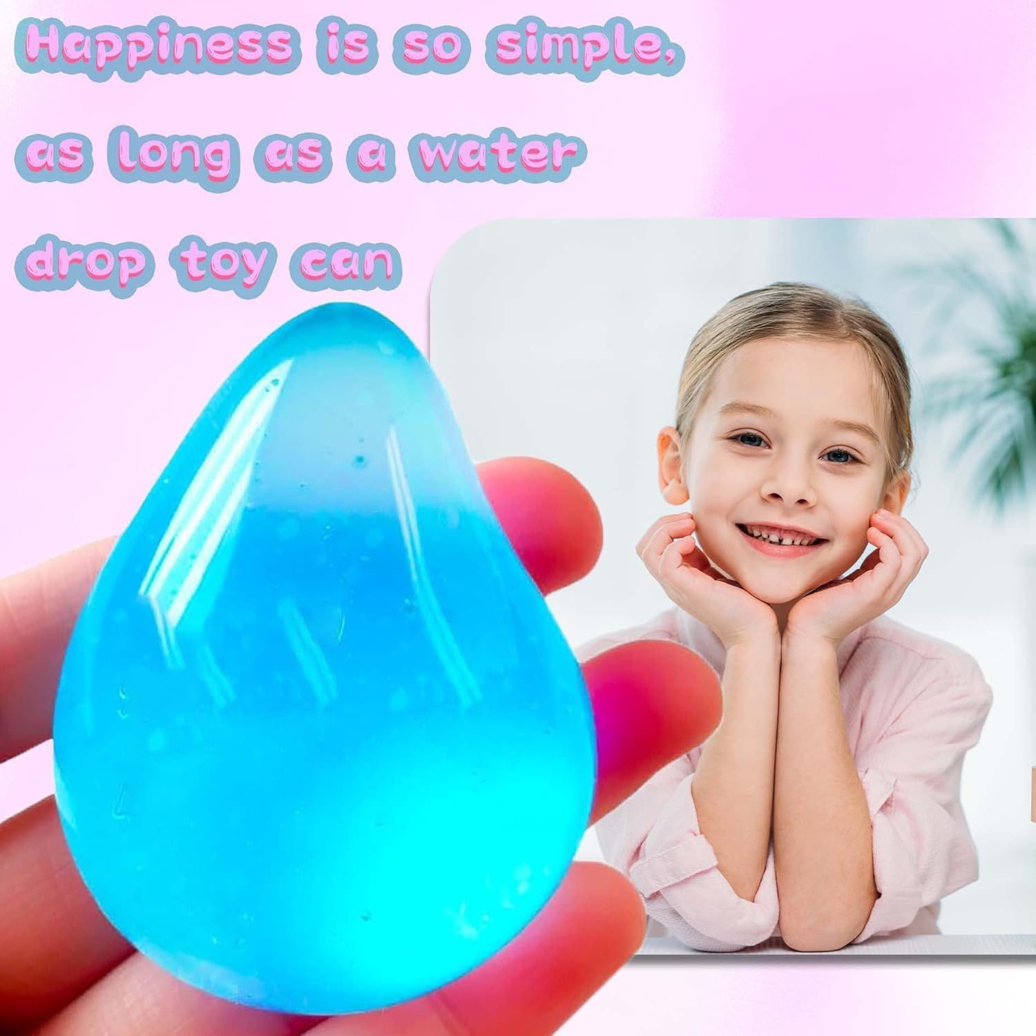 2 Packs Dream Squishy Drop Silicone Squishy Stress Ball for Adults & Kids - Sensory Fidget Toys for Autism. ADHD. Anxiety Relief - Squeeze Stress Relief Toys. Birthday Gifts (Blue & Pink) - Image 5
