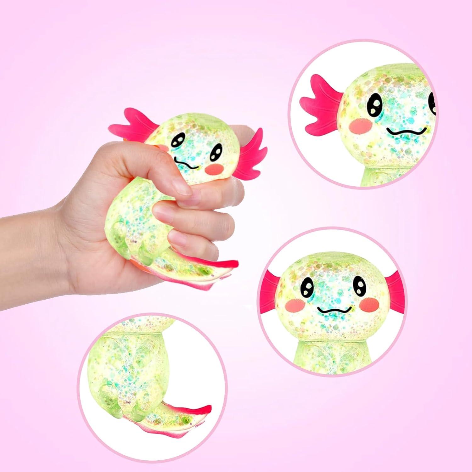 Sezua Squishy Fidget Stress Ball - Taba Squishies Squeeze Sensory Axolotl Toys. Axolotl Squishy Sugar Stress Ball Toys for Adults Kid. Glitter Salamander Gift for Party Birthday Christmas - Image 5
