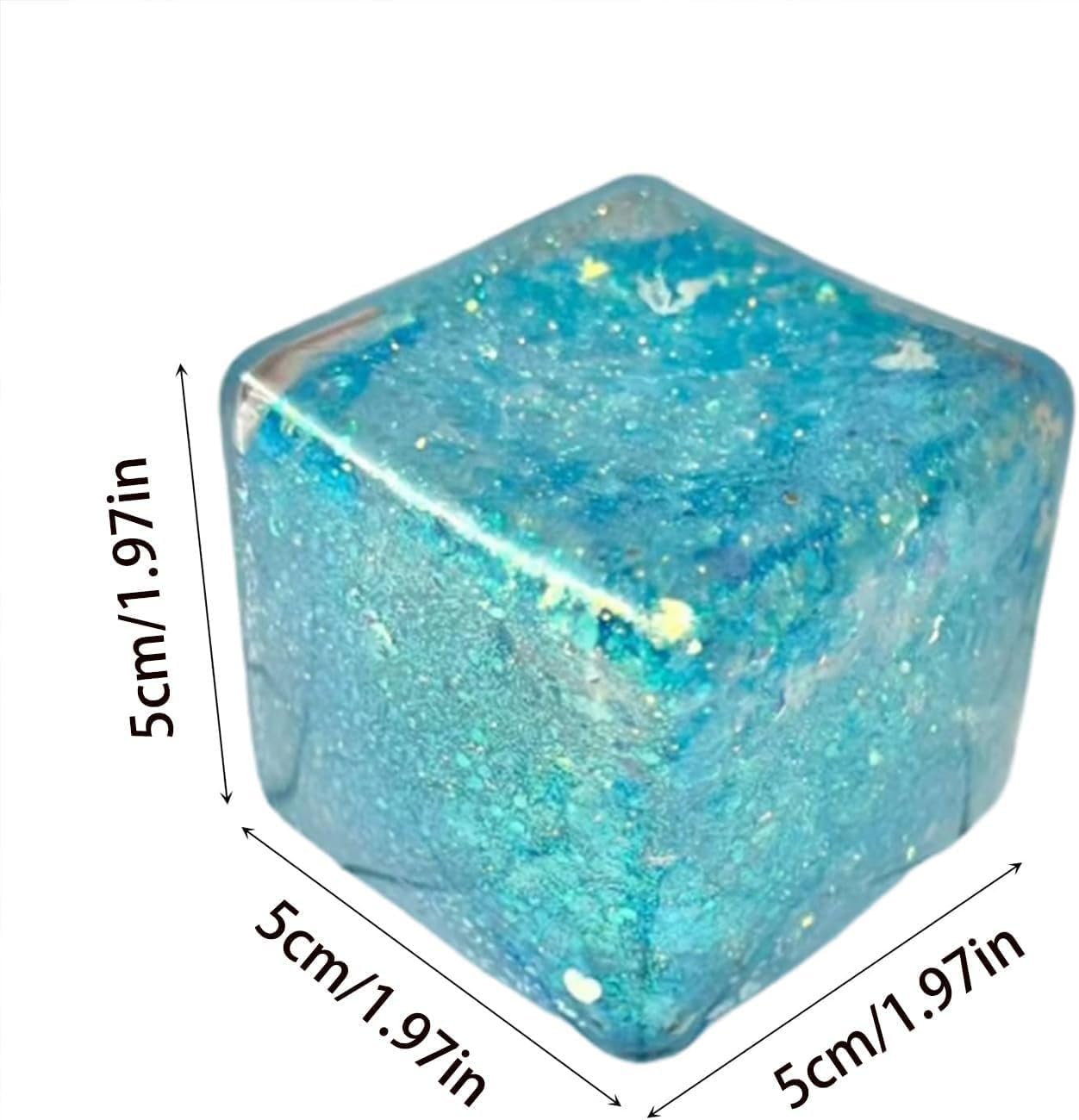 Premium Block Cube Squishy-Squishy Stress Cube.Slow Rise Fidget Cube Squishies Sensory Soft High Density Ice Squeeze Ball Fidget Toy Ice Cube Slow Rise (Blue) - Image 6