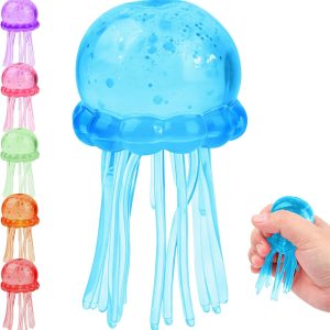 Jellyfish Squishy. Jellyfish Design Squeeze Stress Ball. Drop Malt Sugar Balls for Anxiety Stress for Party Favors Birthday Gift (Blue)