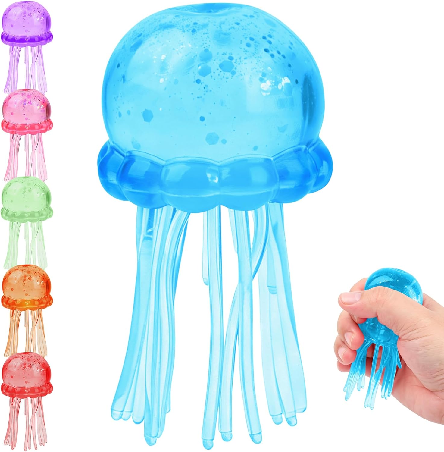 Jellyfish Squishy. Jellyfish Design Squeeze Stress Ball. Drop Malt Sugar Balls for Anxiety Stress for Party Favors Birthday Gift (Blue)