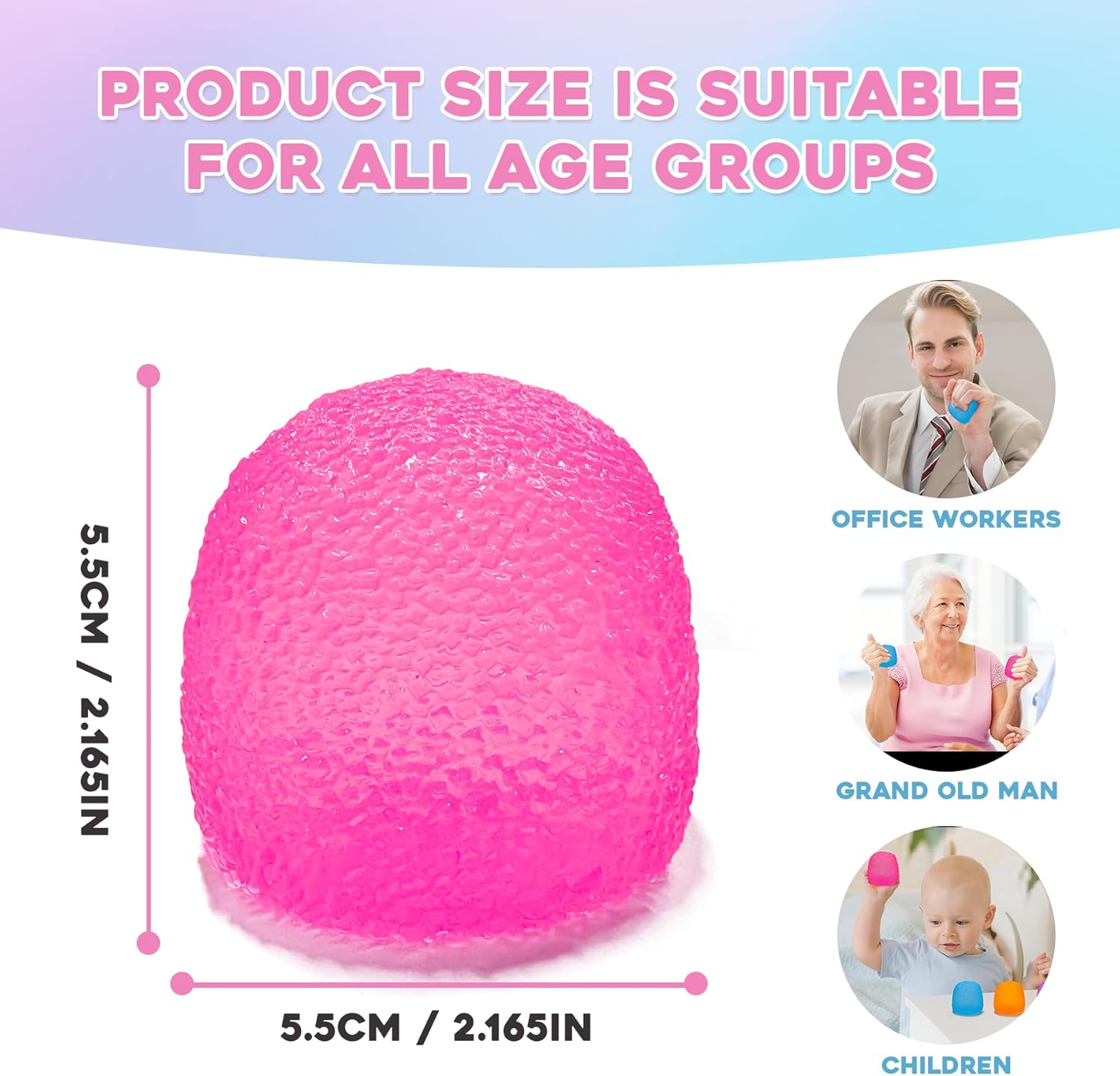 Stress Balls-Gumdrop Squishy Stress for Kids and Adults. Super Solid Squeeze Ball. Sensory for Stress Relief. Birthday. Easter Basket Stuffers and Party Favors(Pink) - Image 4