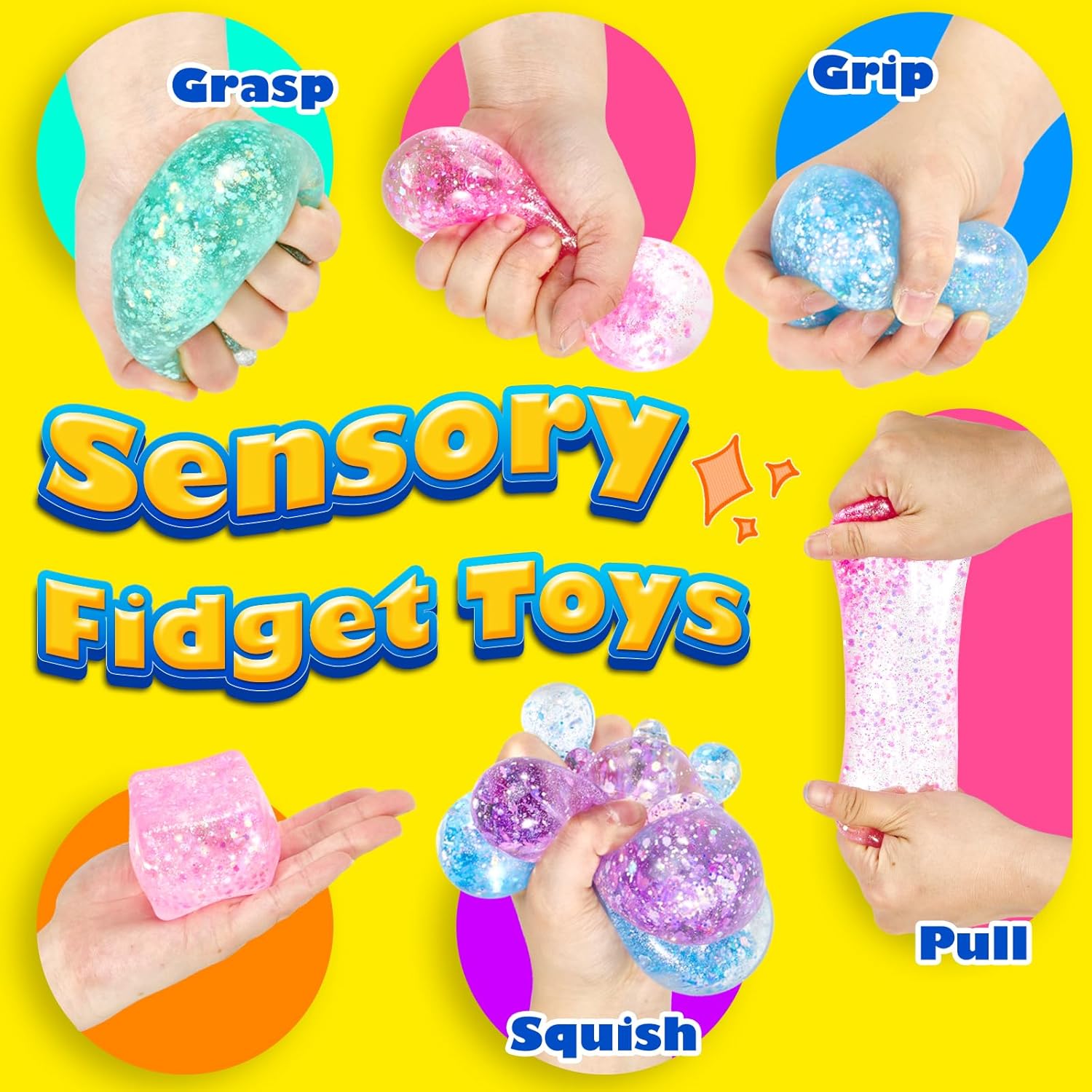 Squishy Fidget Toys for Kids & Adults: 4 Pack Cube Sensory Squeeze Toy-Large Size 2.16''. Stress Anxiety Relief Balls. Gifts for Girls Boys Teens Party Favors. Toys for Ages 3 6 7 8 12 Years Old - Image 5