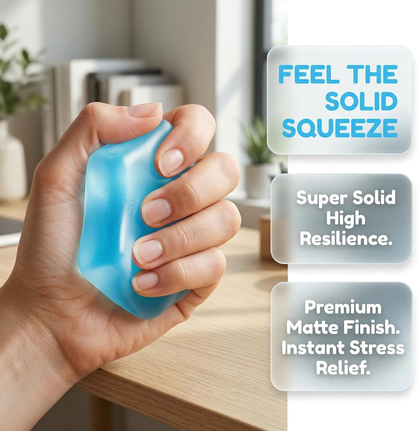 Fidget Toys Squishy Stress Cube. Slow Rising Stress Balls for Adults Kids Squishies Anxiety Relief Squeeze Sensory Toys Gifts (Blue) - Image 6