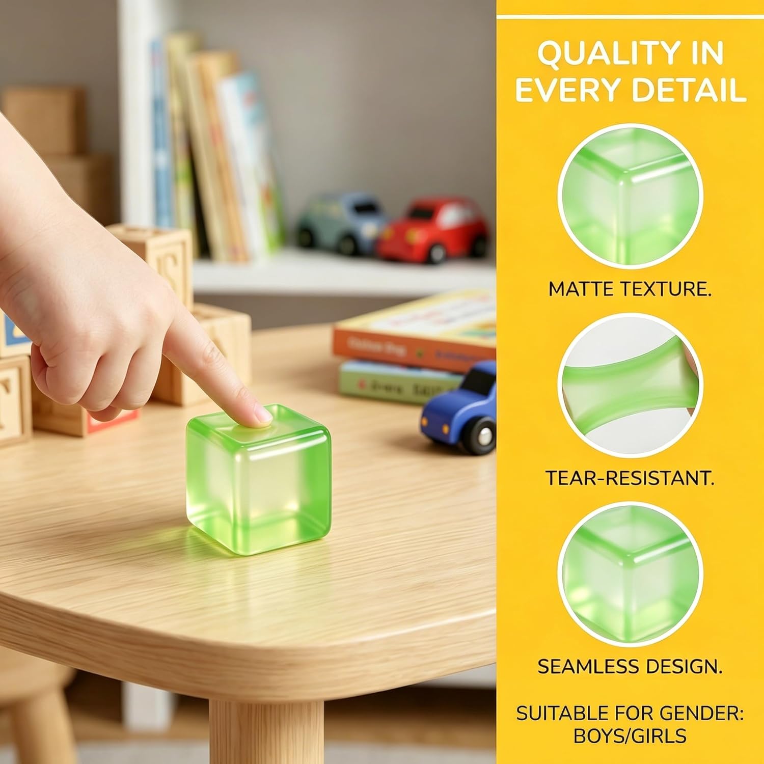 Squishy Ice Cube Stress Balls. Slow Rising Stress Relief Toy. Squeeze Ball Fidget Toys for Adults Teens Boys Girls. Sensory Toys for Kids with Autism. Party Favors Gifts (Green) - Image 7
