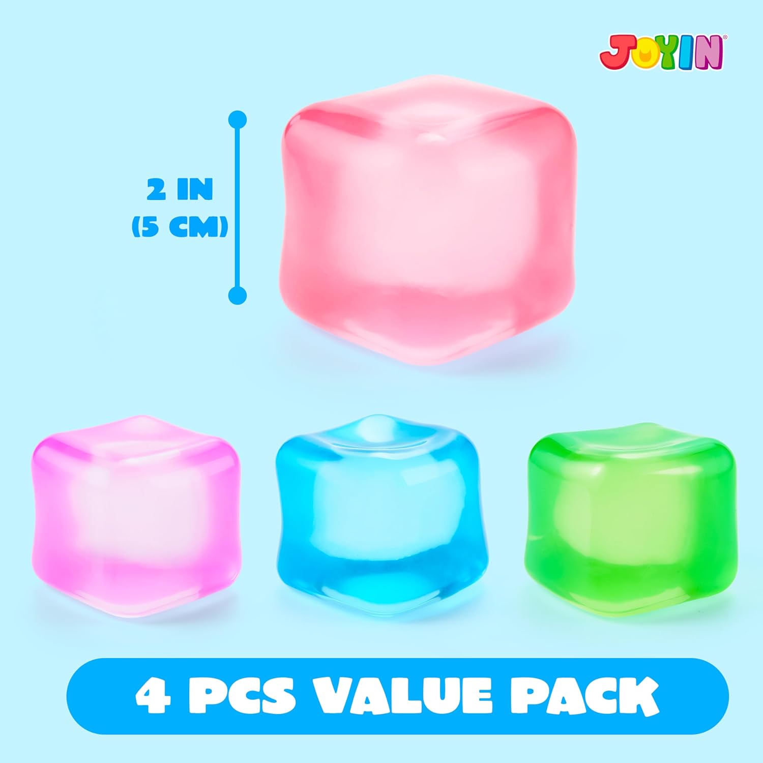 JOYIN 4 Pack Stress Cube. 2'' High Density Cube Fidget Toy. Stress Relief with Slow Rising Sensory Squishy Toys for Kids Adults. Birthday Gifts. Party Favors. Classroom Prizes for Boys Girls - Image 5