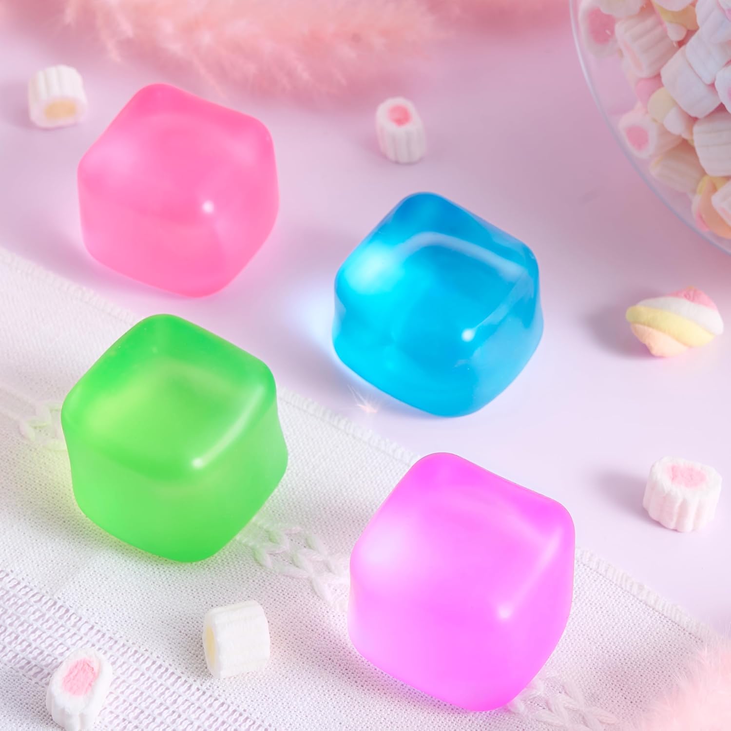 JOYIN 4 Pack Stress Cube. 2'' High Density Cube Fidget Toy. Stress Relief with Slow Rising Sensory Squishy Toys for Kids Adults. Birthday Gifts. Party Favors. Classroom Prizes for Boys Girls - Image 9