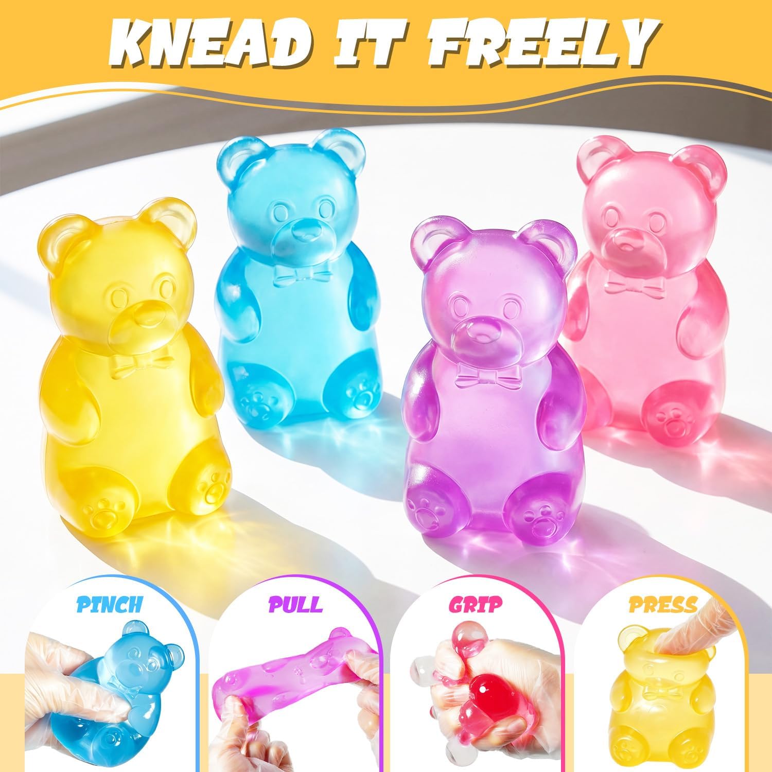 Bear Squishy Toy. Slow Rising Stress Relief Sugar Squeeze Toy for Kids & Adults. High Density Sensory Stress Balls. Stocking Stuffers. Birthday Party Favors. Anxiety Relief Toys for Boys Girls(Purple) - Image 3