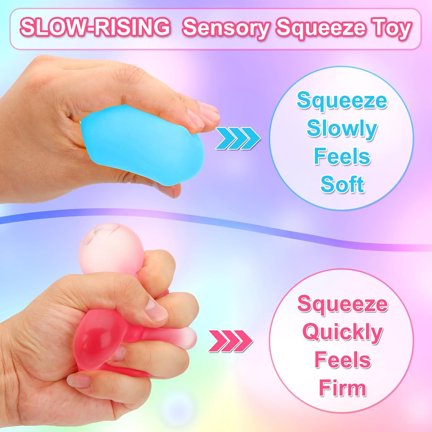 4 Pack Stress Cube Sensory Fidget Toys for Anxiety Stress Relief. Slow Rising Fidget Cube Squeeze Toys. Squishy Cube Filled with Thick Substance. Ice Cube Stress Balls for Adults Kids - Image 3