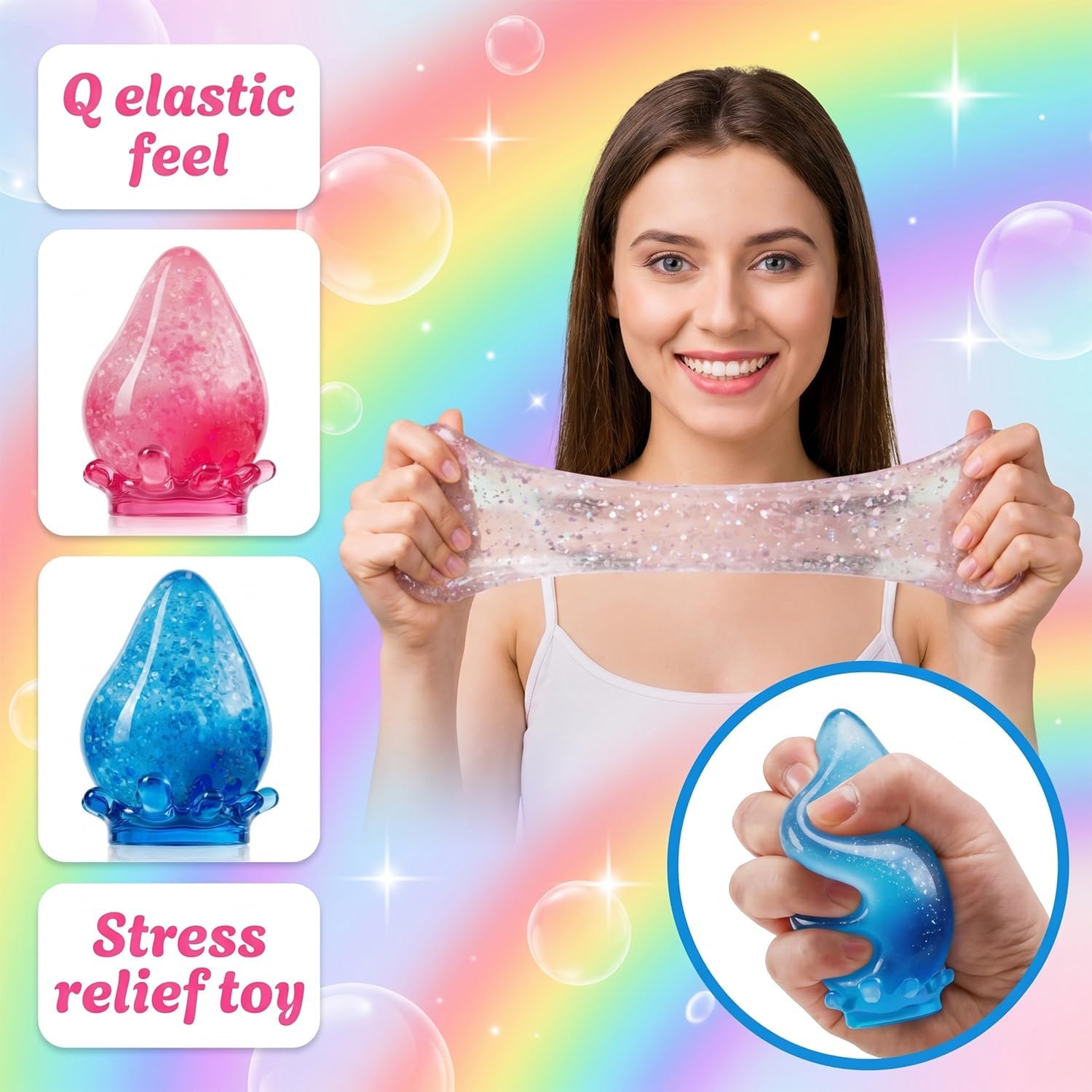 Water Drop Squeeze Squishies. Dream Squishy Drop Squishy Stress Ball. Soft Fidget Stress Ball. 2026 New Slow Rise Relief Fidget Sensory for Anxiety Stress Easter Party Favors (Blue) - Image 2