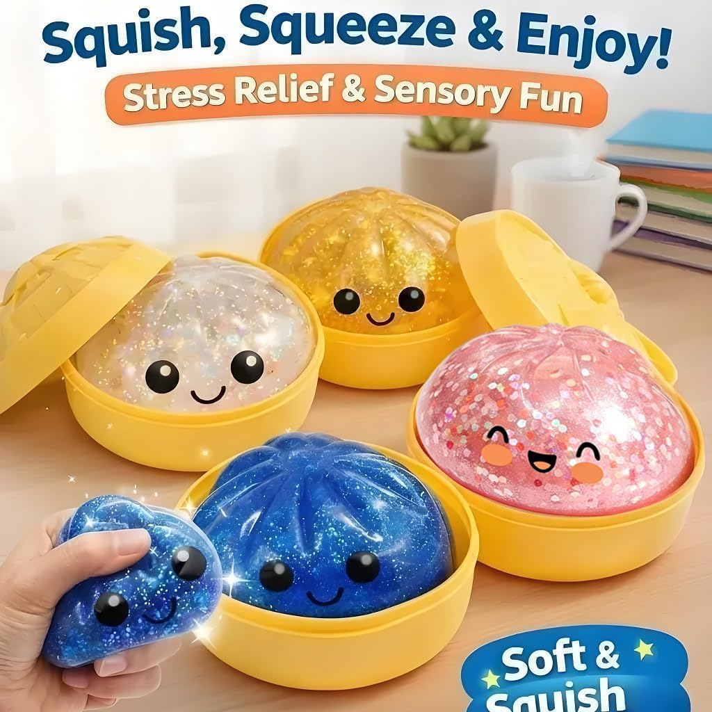 Dumpling Squishy Stress Relief Toy. Mystery Box Squeeze Ball. Sensory Fidget Toy for Anxiety Relief. Easter & Holiday Basket Stuffer (Pink) - Image 7