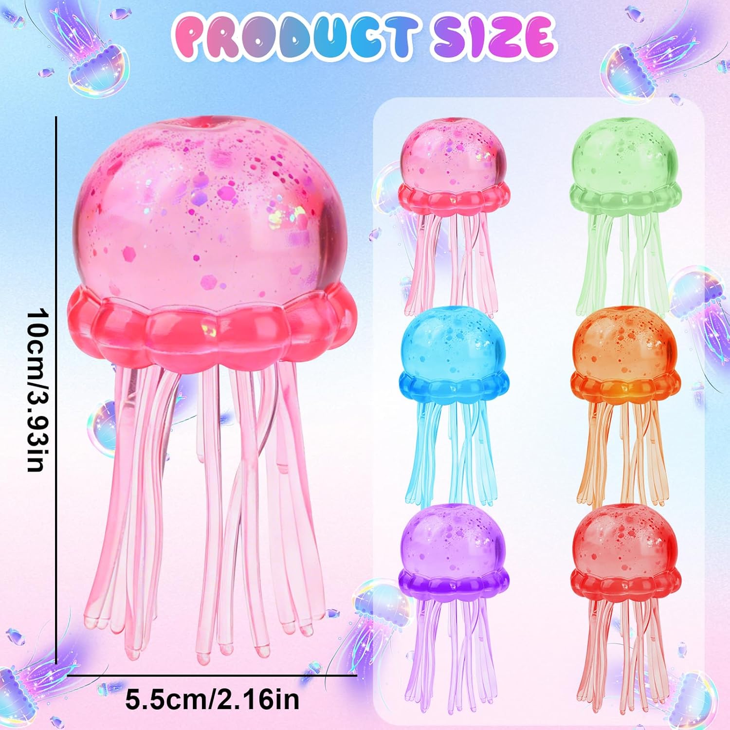 Jellyfish Squishy. Jellyfish Design Squeeze Stress Ball. Drop Malt Sugar Balls for Anxiety Stress for Party Favors Birthday Gift (Blue) - Image 6