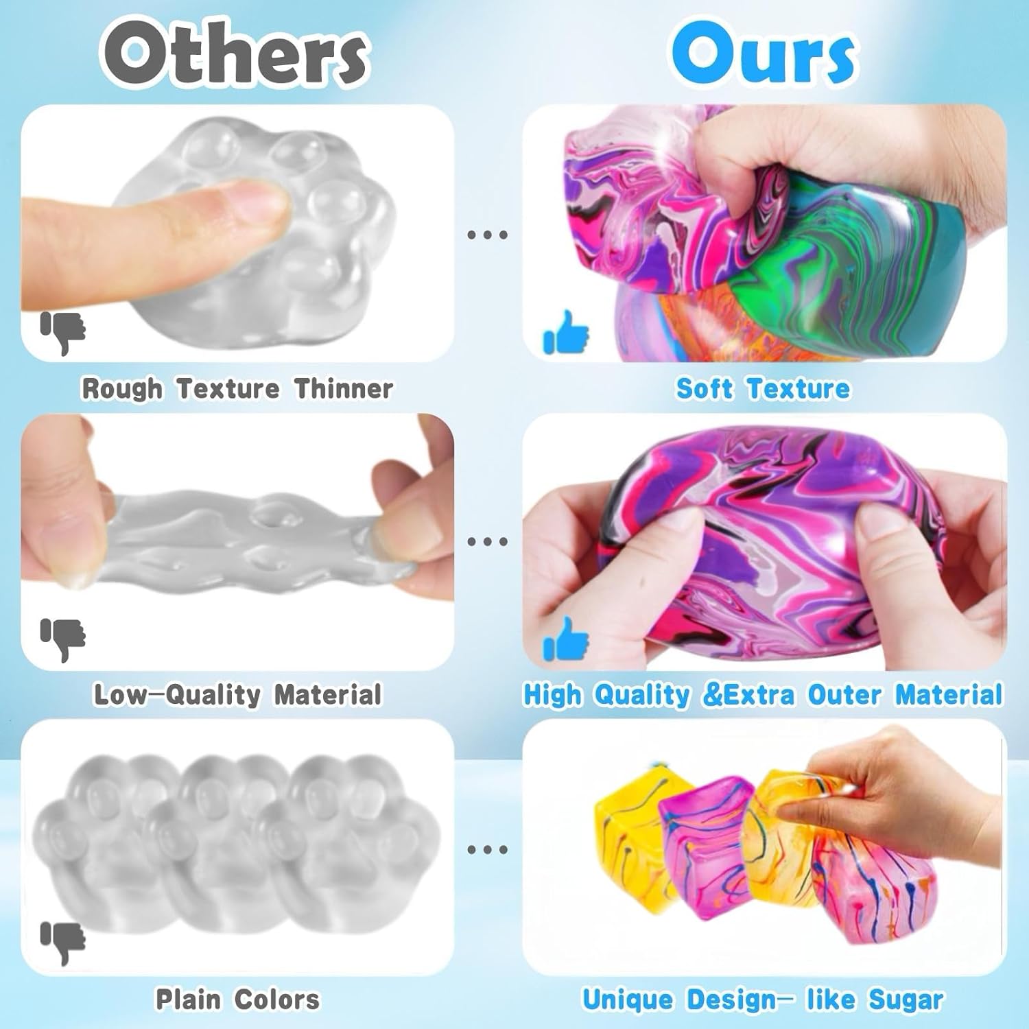 4Pack Fidget Toys Mini Squishy Stress Cube. Stress Balls for Kids. Adults Squishies Anxiety Stress Relief. Ice Squishy Cube Sugar Balls. Sensory Toys for Kids with Autism. Fidgets for Classroom Prize - Image 4