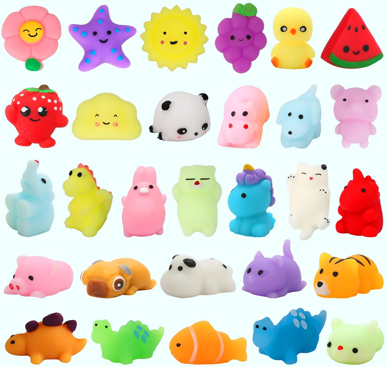 30 Pack Squishy Toys. Kawaii Squishies Party Favors for Kids 4-8 8-12 Treasure Box Toys for Classroom Birthday Xmas Gifts Goodie Bag Mini Animals Mochi Squishy Stress Relief Sensory Toys Random - Image 2