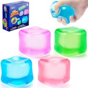JOYIN 4 Pack Stress Cube. 2'' High Density Cube Fidget Toy. Stress Relief with Slow Rising Sensory Squishy Toys for Kids Adults. Birthday Gifts. Party Favors. Classroom Prizes for Boys Girls