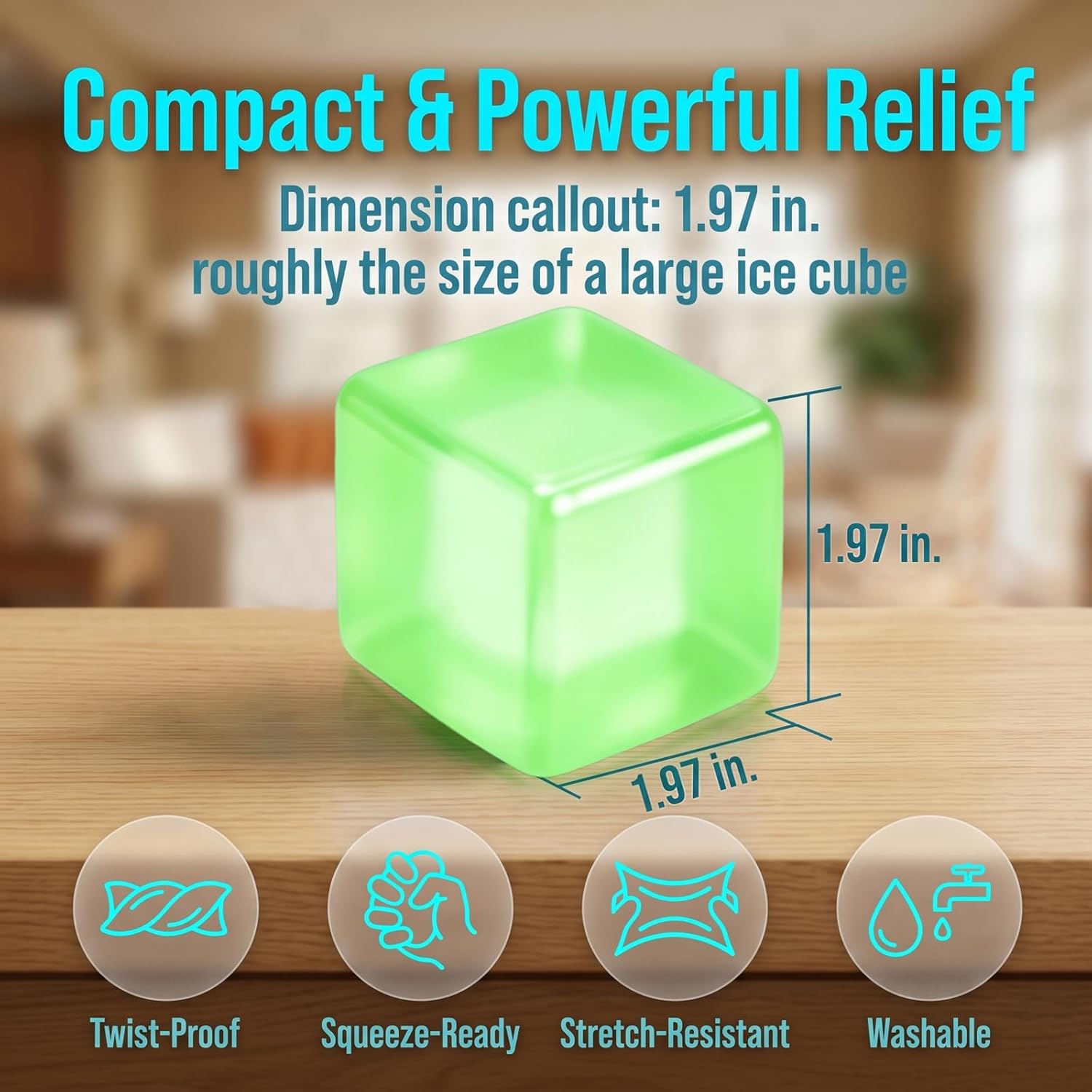Squishy Ice Cube Stress Balls. Slow Rising Stress Relief Toy. Squeeze Ball Fidget Toys for Adults Teens Boys Girls. Sensory Toys for Kids with Autism. Party Favors Gifts (Green) - Image 2