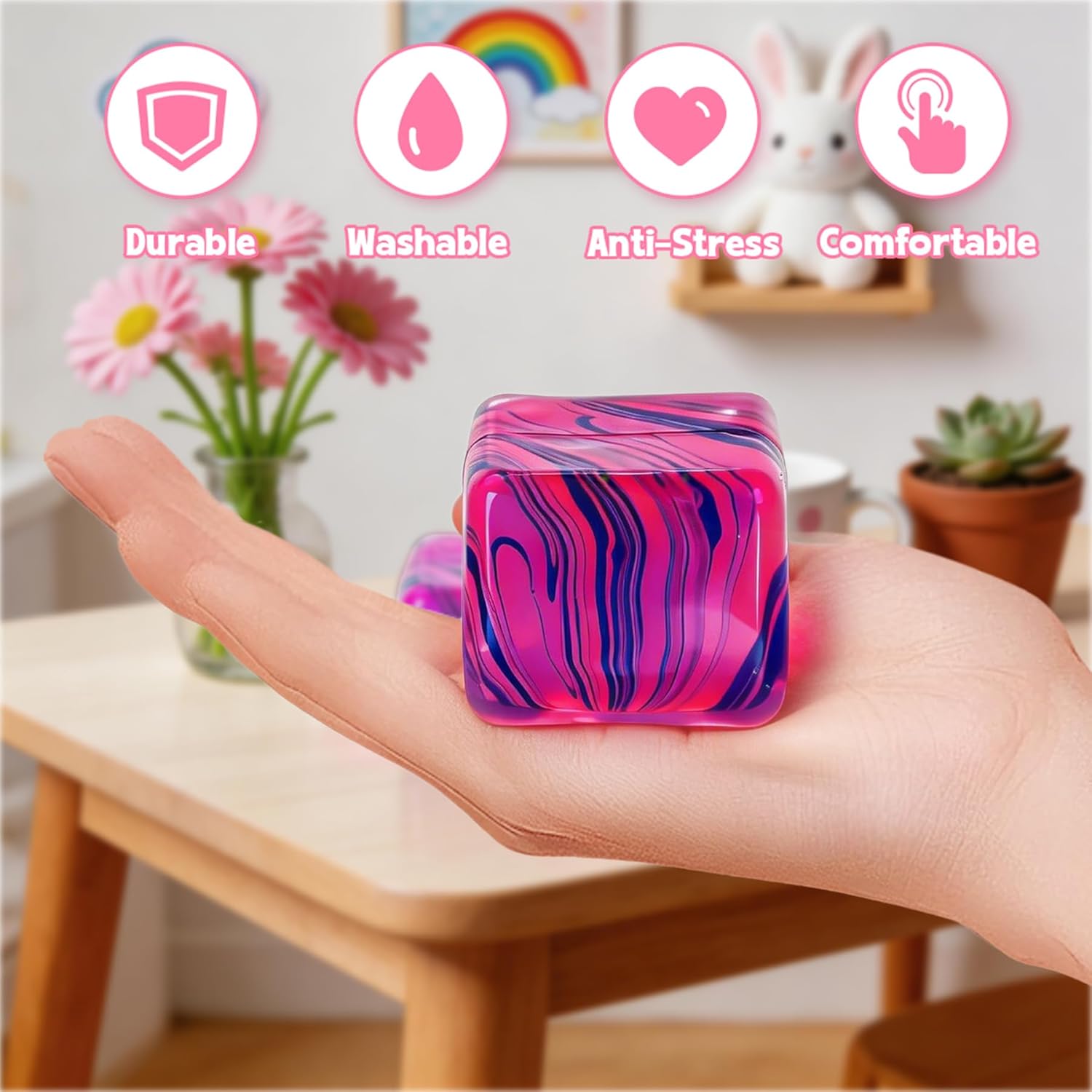 3Pcs Taba Squishies Fidget Toys. Stress Balls for Kids and Adults. Squishies Stress Cube. Sensory Toys for Kids with Autism. Fidgets for Classroom Prize. Birthday Gifts Party Favors(Random Color) - Image 6