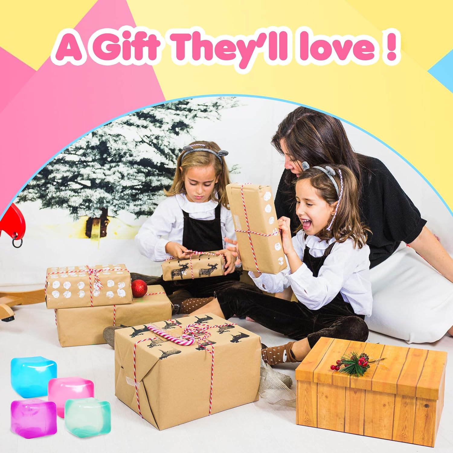 3pack Stress Cube Squishy Stress Balls for Adults Kids Fidget Toy for Your Best Mellow and Chill -Ice Cubes-Square Shape with Filling in Pink Purple Blue (3pcs Cube ) - Image 7