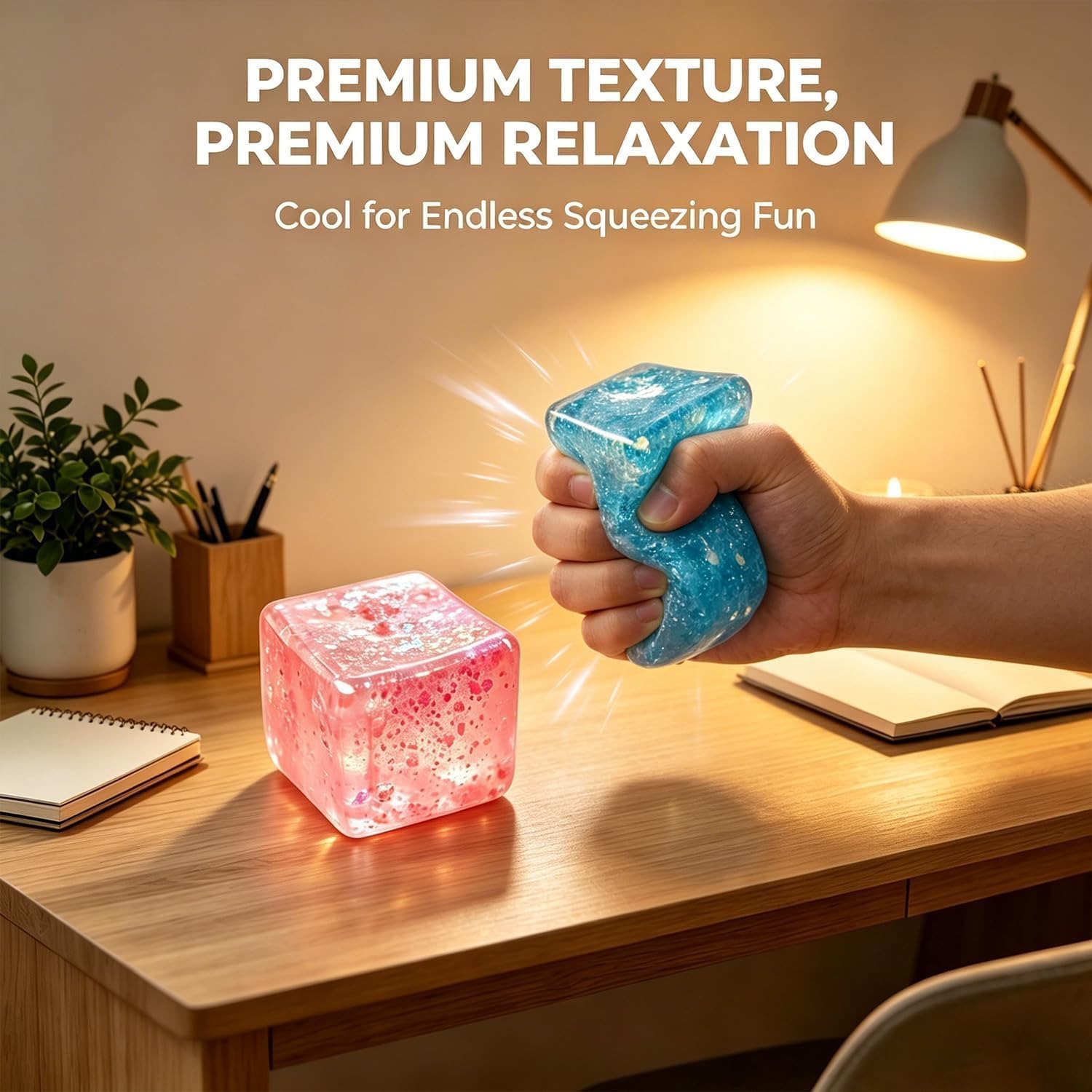 Premium Block Cube Squishy-Squishy Stress Cube.Slow Rise Fidget Cube Squishies Sensory Soft High Density Ice Squeeze Ball Fidget Toy Ice Cube Slow Rise (Blue) - Image 4