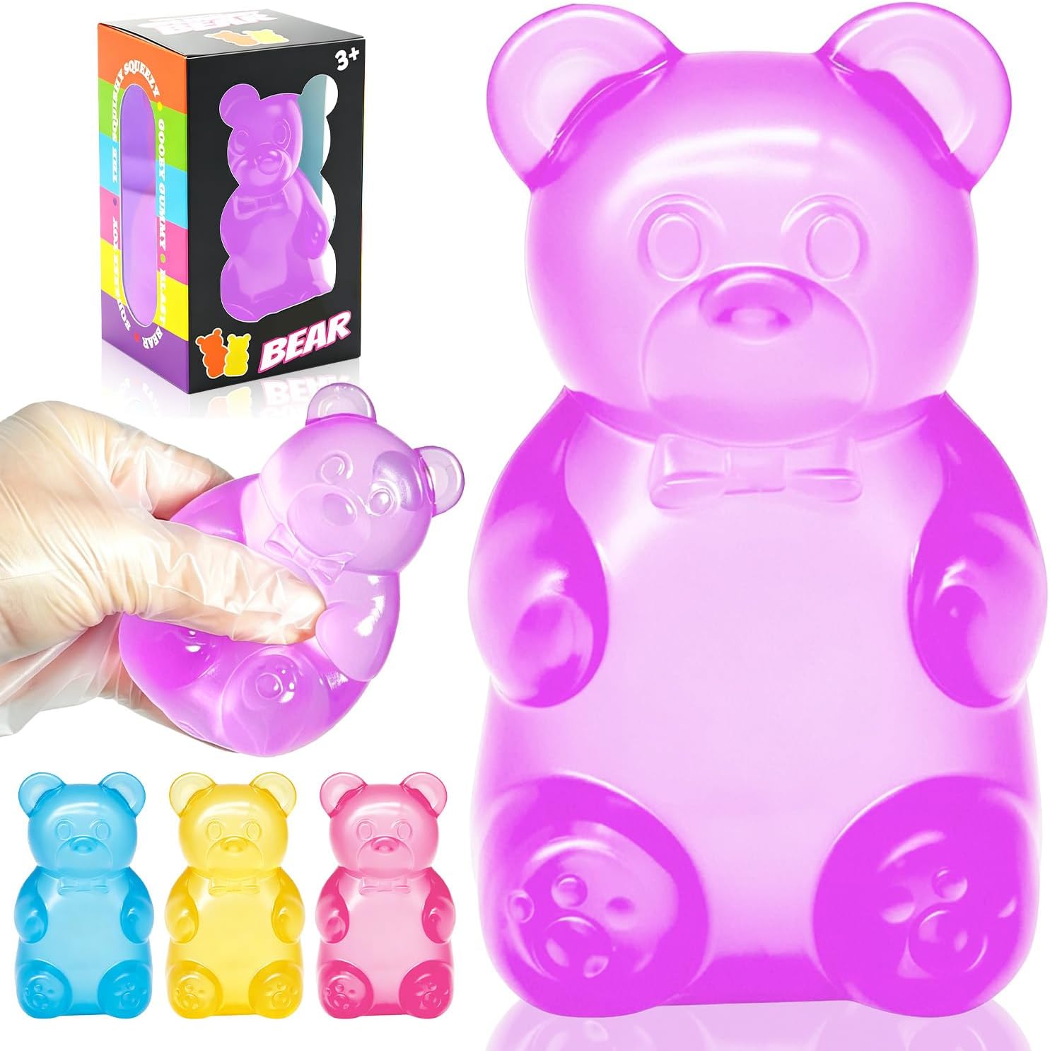 Bear Squishy Toy. Slow Rising Stress Relief Sugar Squeeze Toy for Kids & Adults. High Density Sensory Stress Balls. Stocking Stuffers. Birthday Party Favors. Anxiety Relief Toys for Boys Girls(Purple)