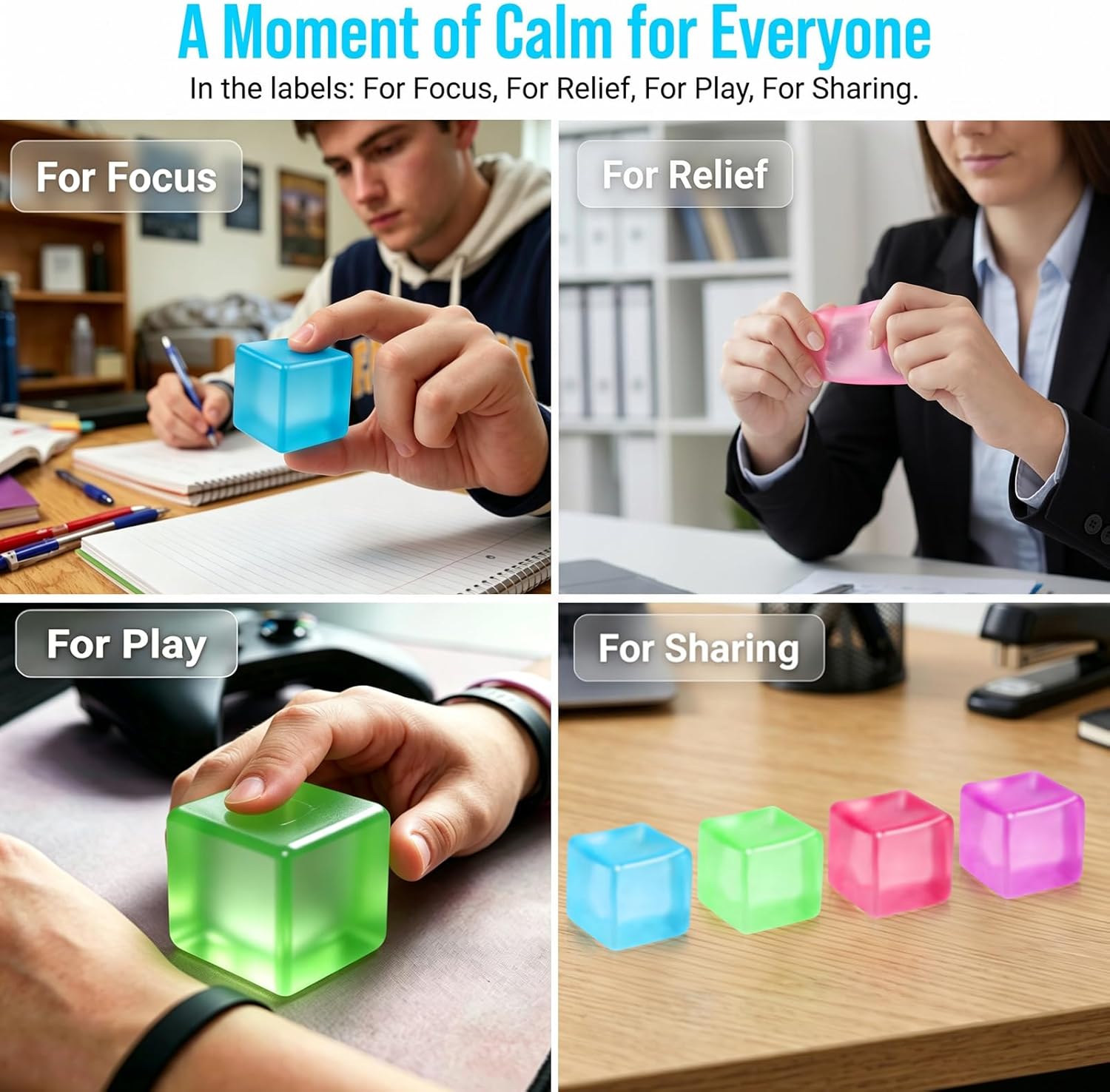 Squishy Ice Cube Stress Balls. Slow Rising Stress Relief Toy. Squeeze Ball Fidget Toys for Adults Teens Boys Girls. Sensory Toys for Kids with Autism. Party Favors Gifts (Green) - Image 3