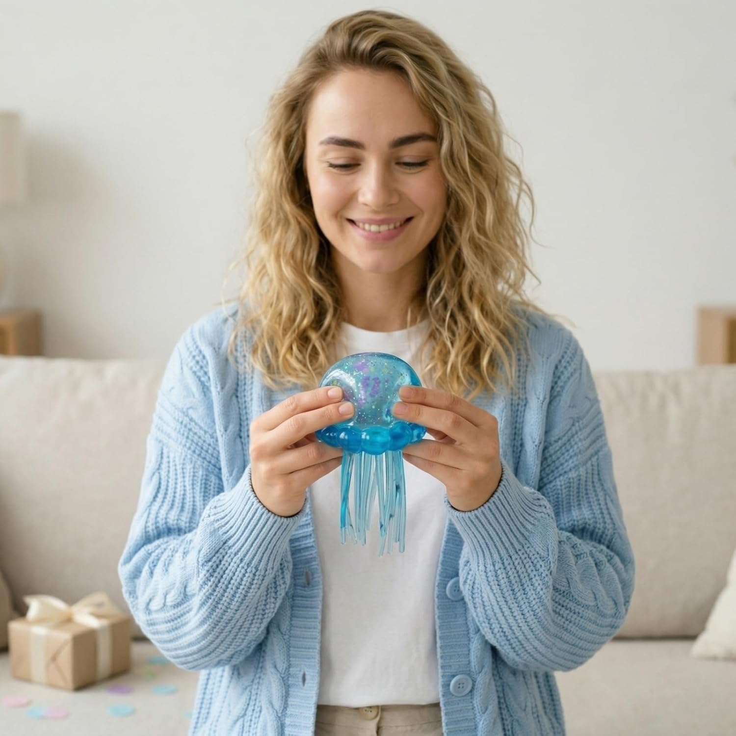 Jellyfish-Shaped Squeeze Toy. Slow-Rebound Stress-Relieving Ball. Soft and Elastic Sensory Stress-Relieving Toy. Squeezing Toys can Effectively Relieve Anxiety and Stress.(Orange Color) - Image 7
