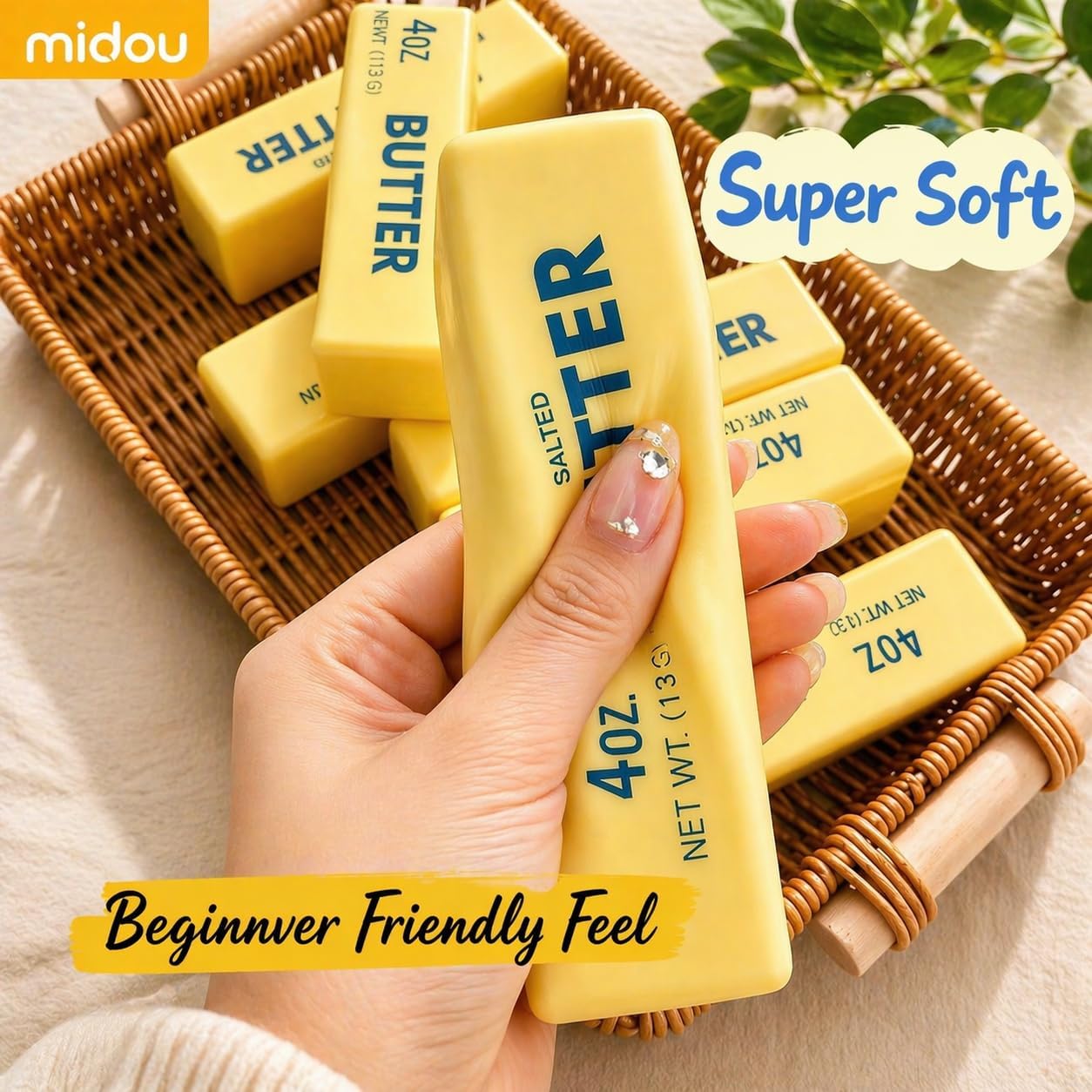 Midou Slow Rising Dumpling Squishy Butter Squeeze Toy Sensory Stress Relief Squishies Soft & Stretchy Fidget Toys for Anxiety Relief Party Favors 1Pcs with Smile Face - Image 4
