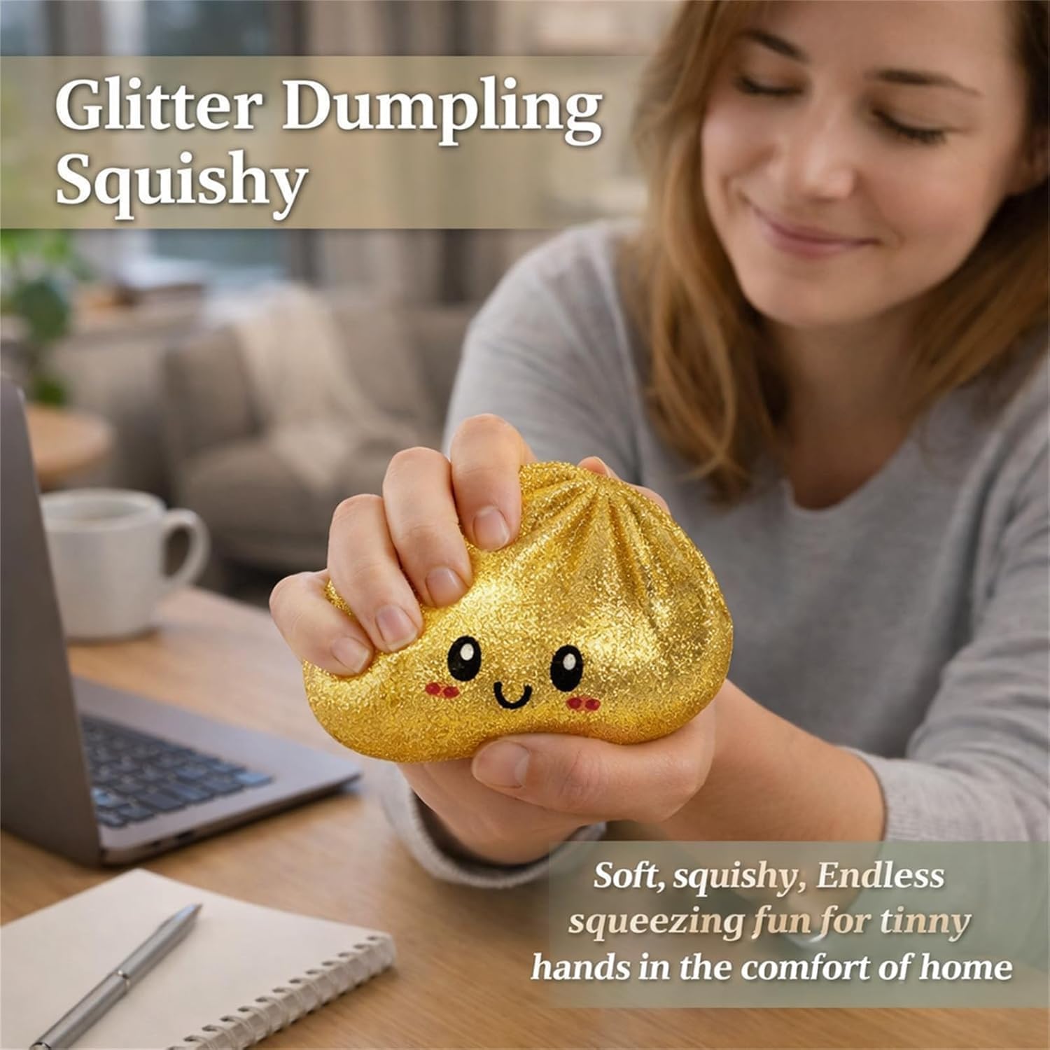 Dumpling Squishies.Glitter Dumpling. Glitter Squishy with Box.Easter Basket Stuffers (White) - Image 5