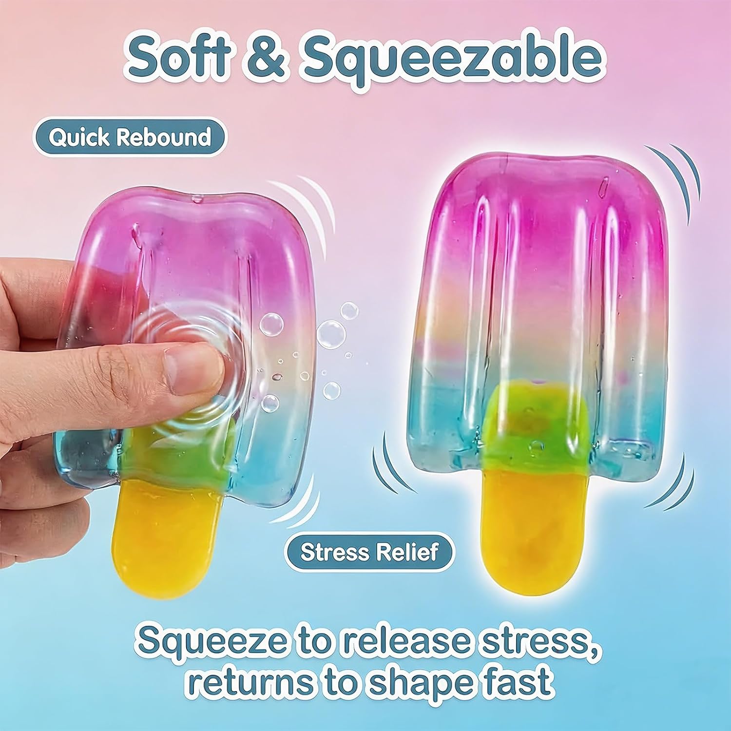 Ice Cream Squeeze Squishy.Summer Party Favors for Kids Adults.Soft Sensory Fidget Toy for Stress & Anxiety Relief.Birthday Gift & Classroom Rewards - Image 3