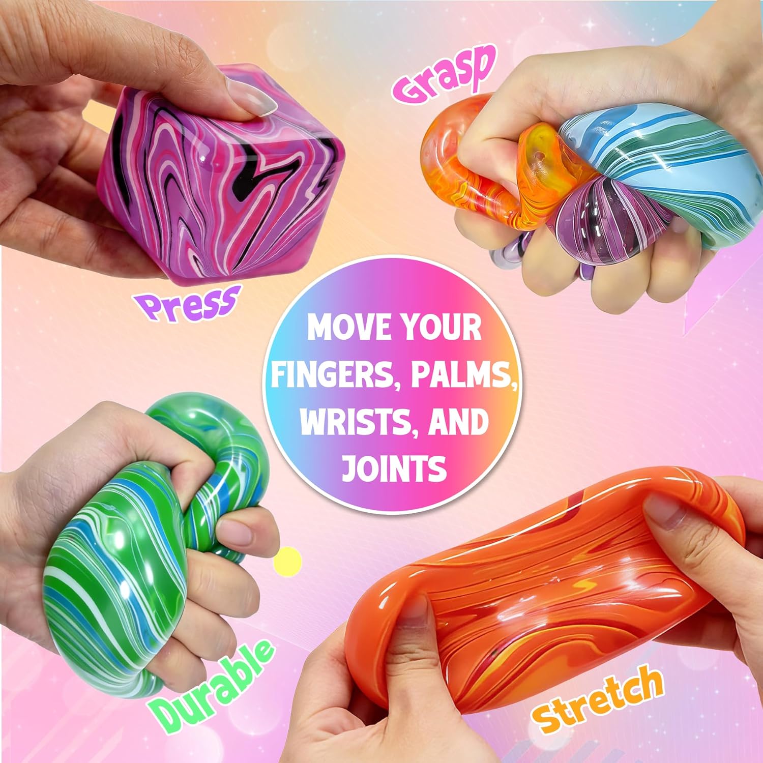 4 Pcs Stress Cube Squishies Fidget Toys. Ice Cube Shape Squeeze Toys. Slow Rise Stress Balls Sensory Toy for Kids Adults with Autism. Stress Relief Classroom Prize. Easter Basket Stuffers - Image 4