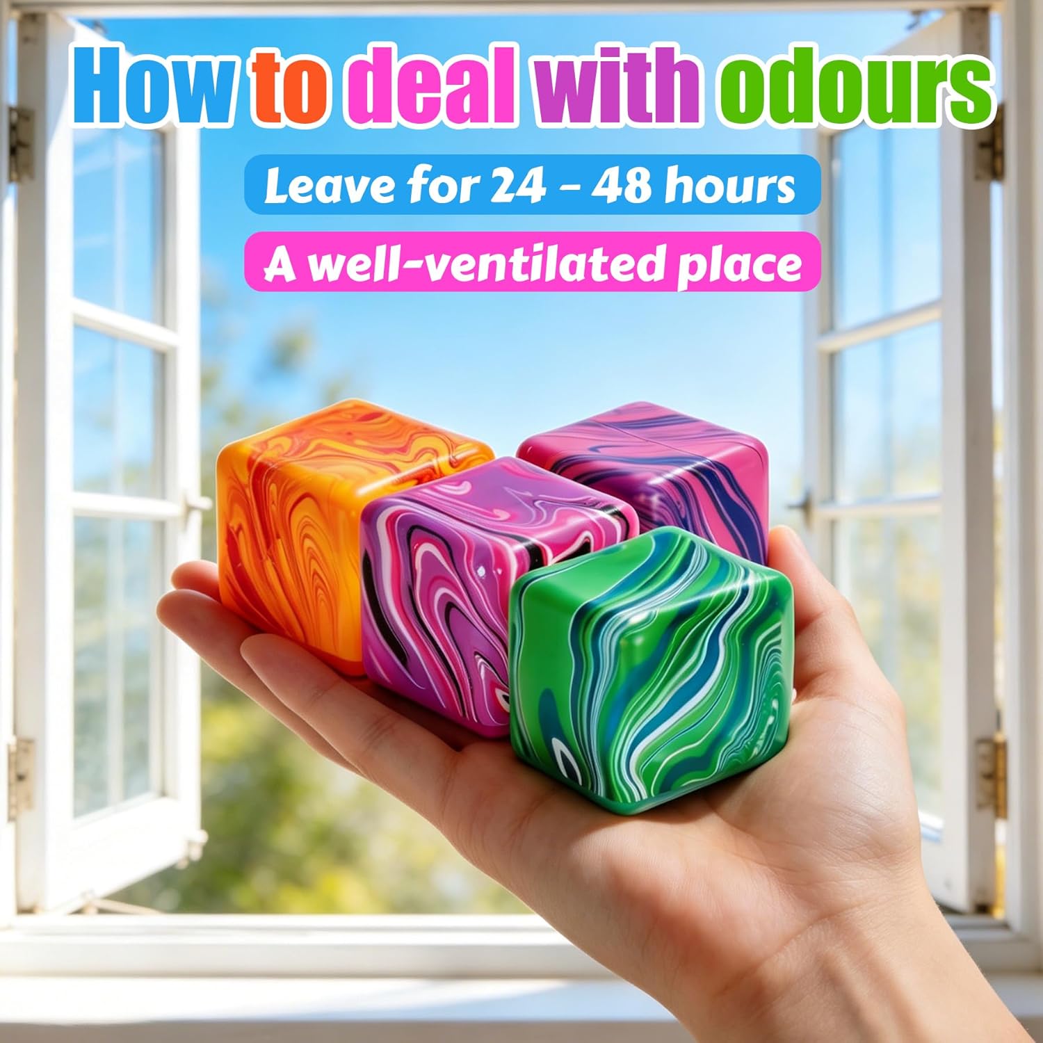 4 Pcs Stress Cube Squishies Fidget Toys. Ice Cube Shape Squeeze Toys. Slow Rise Stress Balls Sensory Toy for Kids Adults with Autism. Stress Relief Classroom Prize. Easter Basket Stuffers - Image 2
