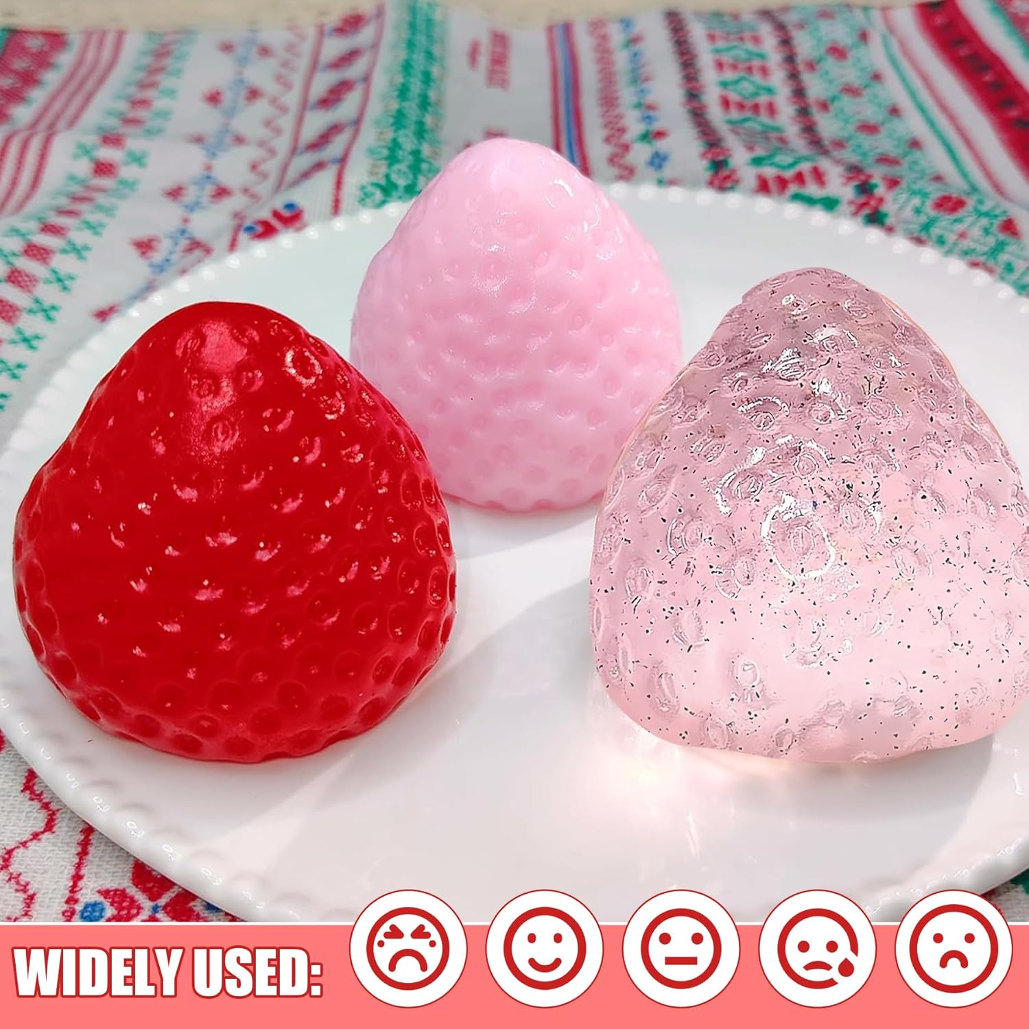 3Pcs Big Taba Squishies Strawberry. Cute Strawberry Squeeze Toys. Upgrade Fruit Squishies. Kawaii Sticky Stress Toy. Clear Fidget Toys. Valentines Gift for Kids. Teen Boys Girls Birthday Gift Ideas - Image 5