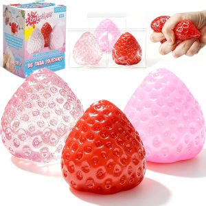 3Pcs Big Taba Squishies Strawberry. Cute Strawberry Squeeze Toys. Upgrade Fruit Squishies. Kawaii Sticky Stress Toy. Clear Fidget Toys. Valentines Gift for Kids. Teen Boys Girls Birthday Gift Ideas