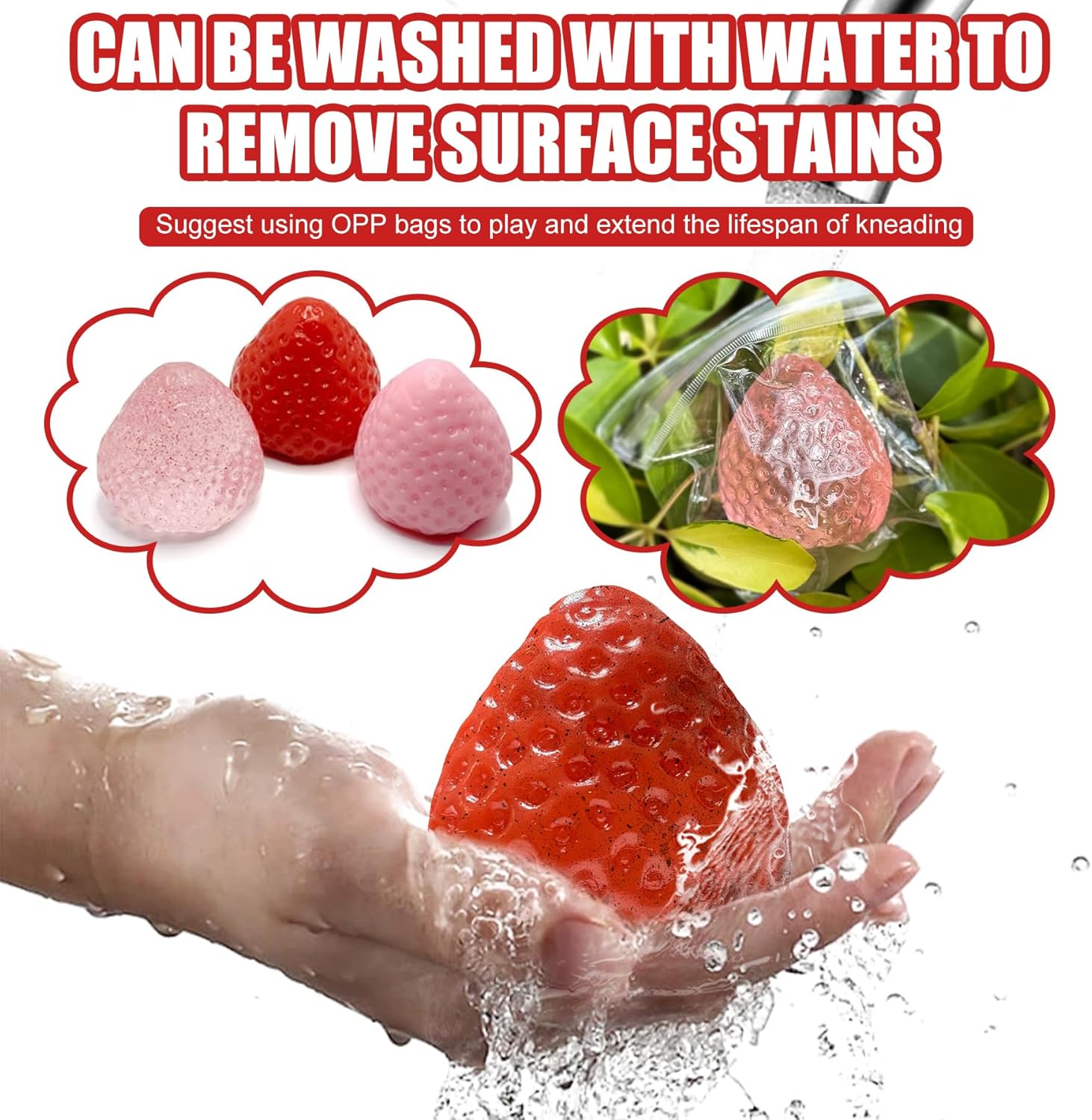 3Pcs Big Taba Squishies Strawberry. Cute Strawberry Squeeze Toys. Upgrade Fruit Squishies. Kawaii Sticky Stress Toy. Clear Fidget Toys. Valentines Gift for Kids. Teen Boys Girls Birthday Gift Ideas - Image 6