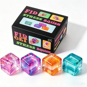 4Pack Fidget Toys Mini Squishy Stress Cube. Stress Balls for Kids. Adults Squishies Anxiety Stress Relief. Ice Squishy Cube Sugar Balls. Sensory Toys for Kids with Autism. Fidgets for Classroom Prize