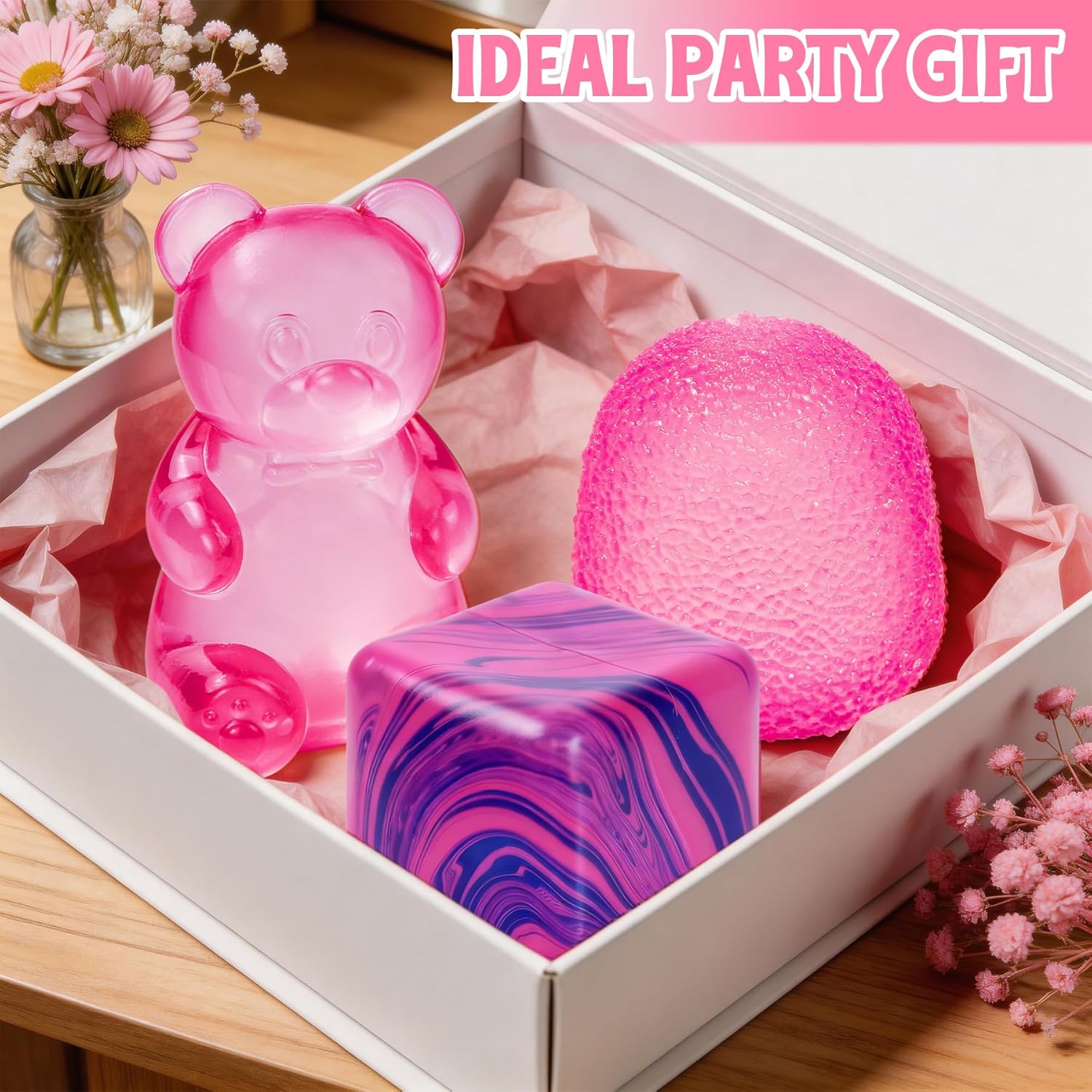 3Pcs Taba Squishies Fidget Toys. Stress Balls for Kids and Adults. Squishies Stress Cube. Sensory Toys for Kids with Autism. Fidgets for Classroom Prize. Birthday Gifts Party Favors(Random Color) - Image 7
